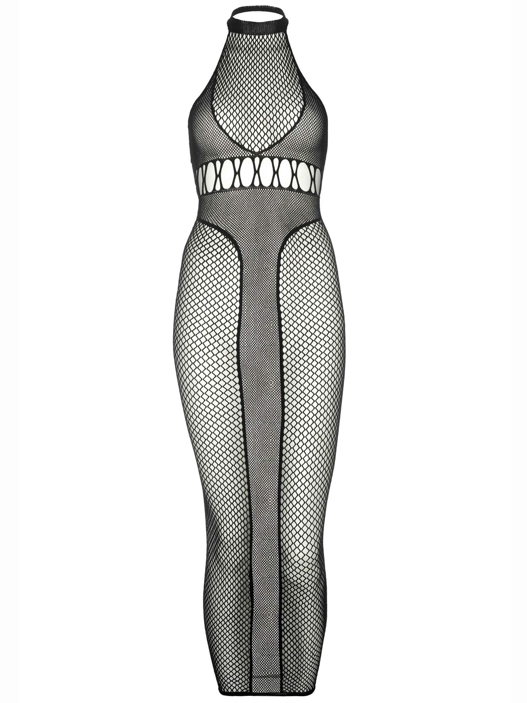 Backless halter neck mesh dress