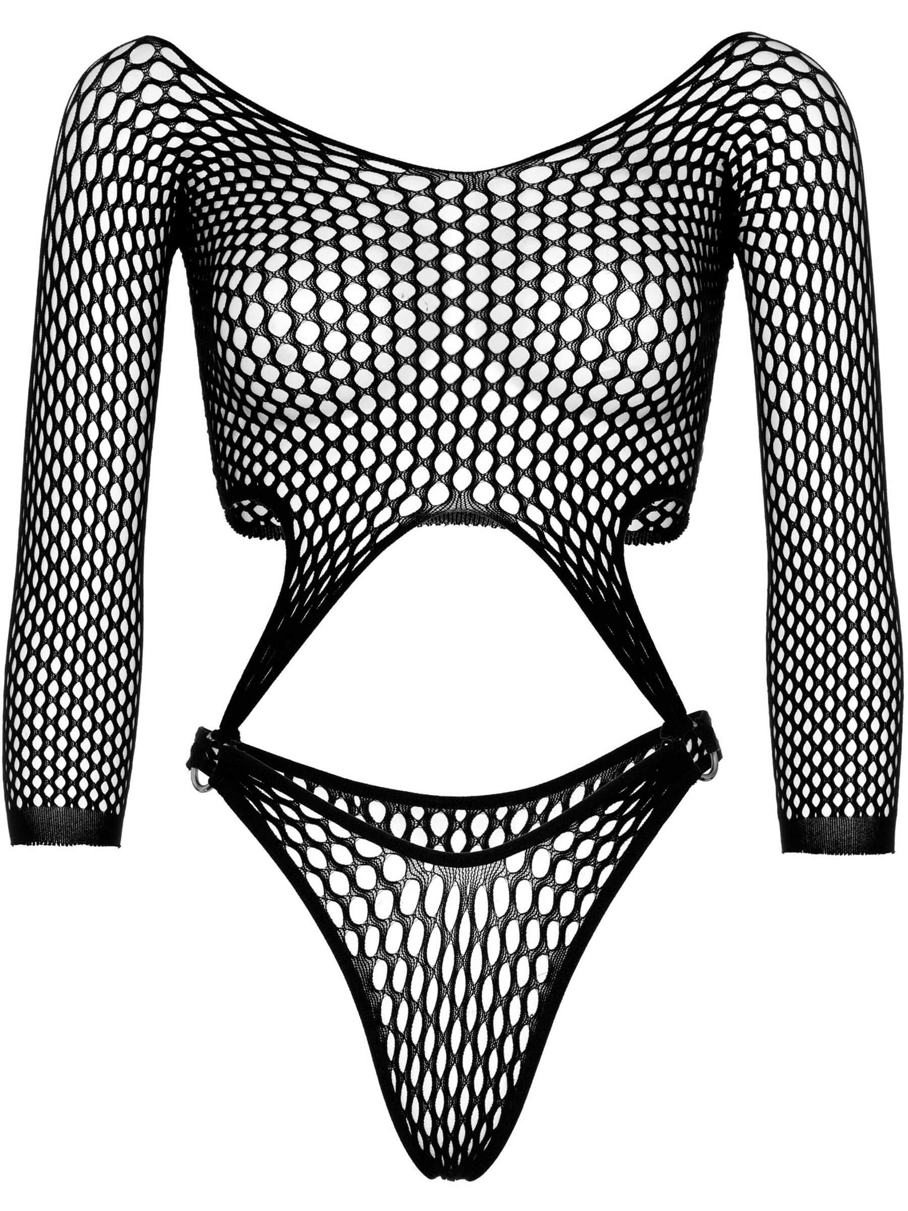 Women's long-sleeved string bodysuit