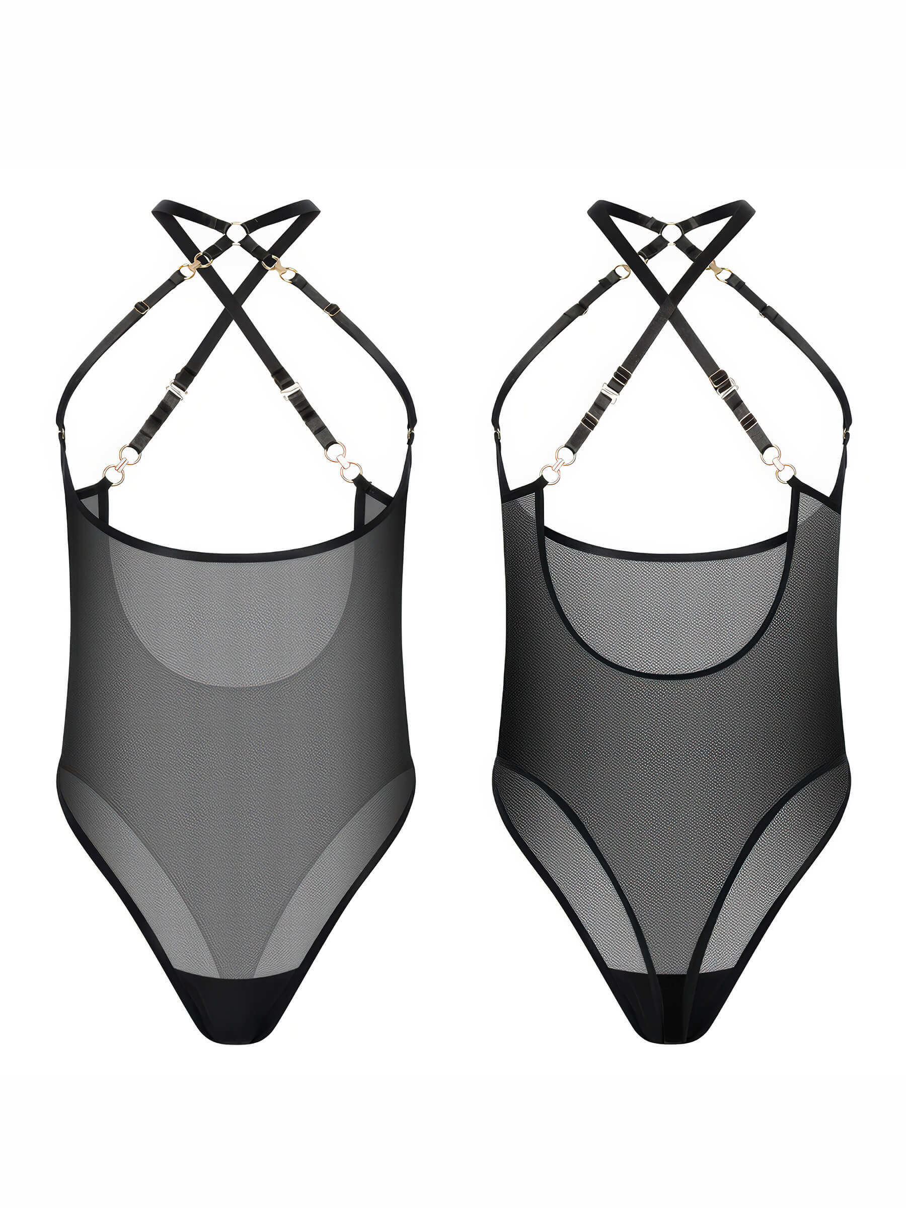 Black mesh bodysuit - topless