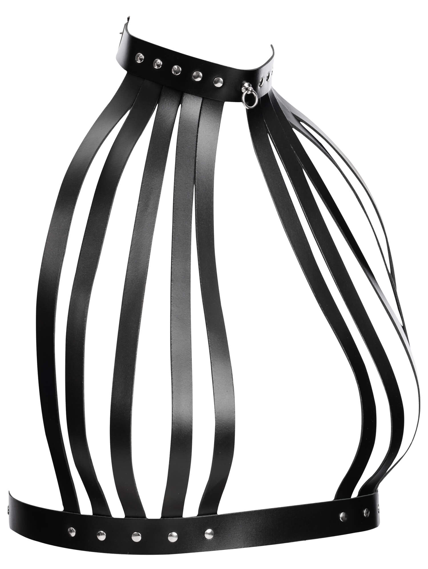 Leder Brustharness mit Halsband – Schwarz