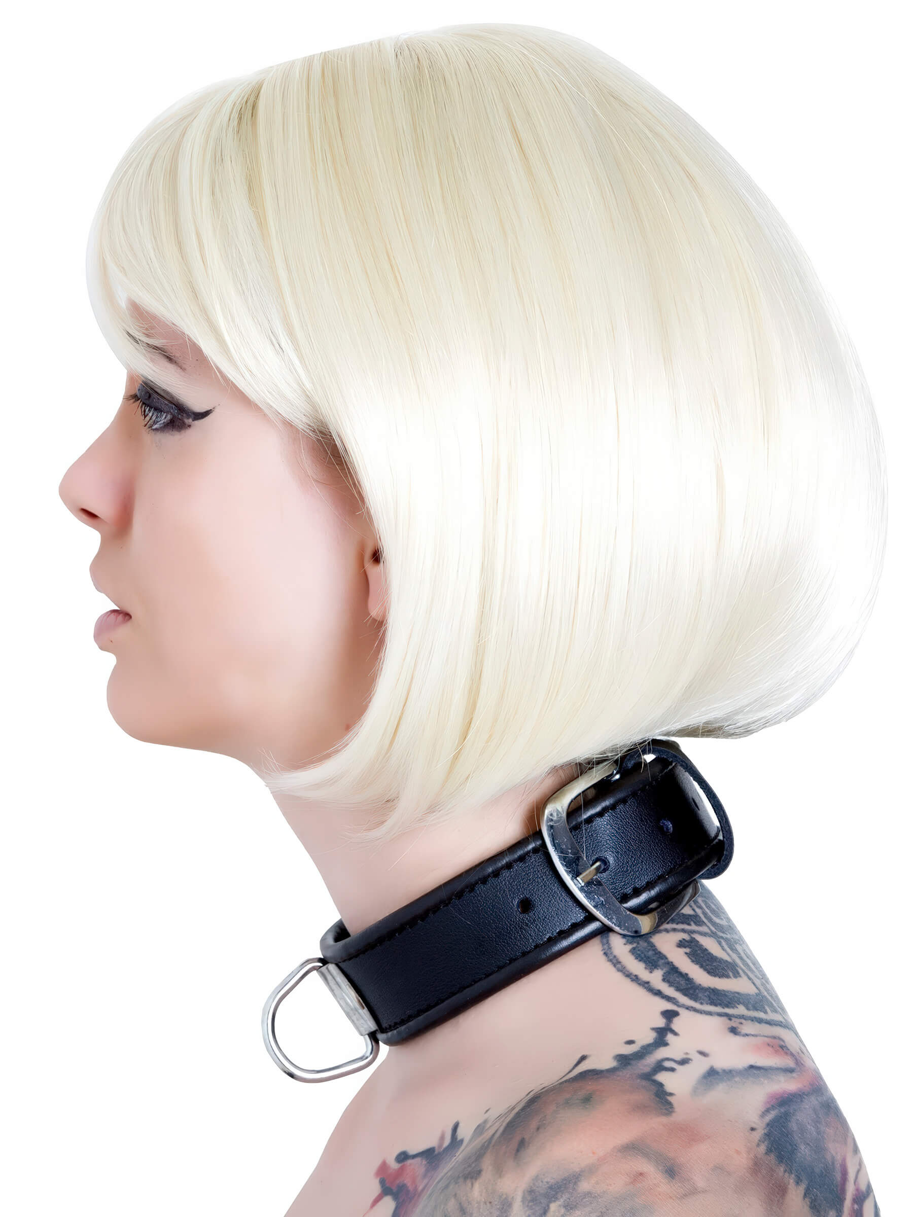 Leder Dreier D-Ring Halsband Schwarz