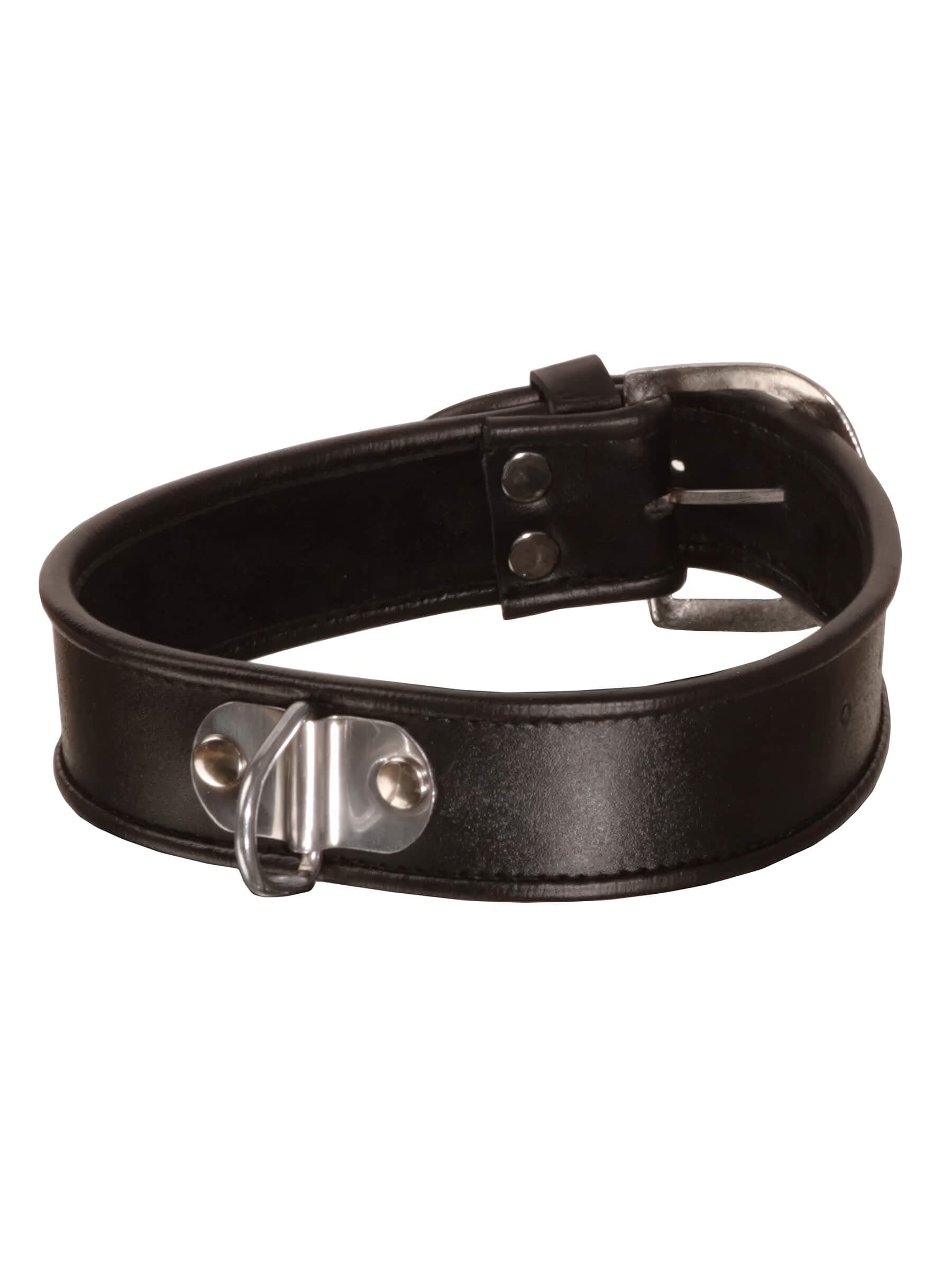 Leder Dreier D-Ring Halsband Schwarz