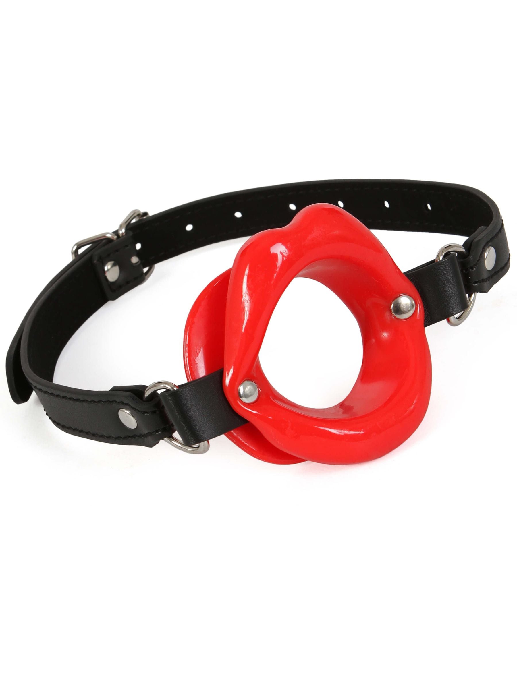 Kunstleder Lippen Knebel – Rot