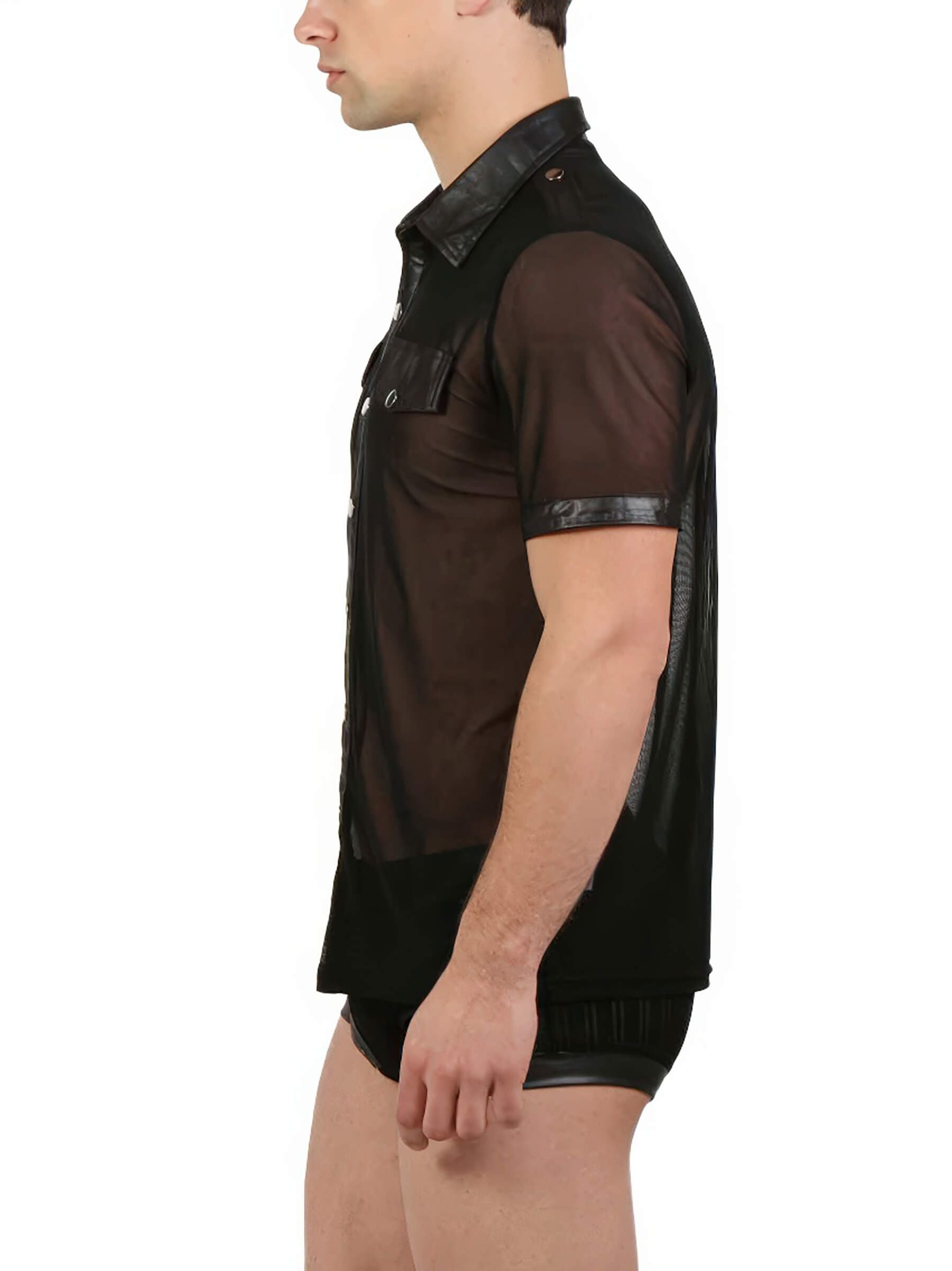 Men's V-neck fishnet T-Shirt