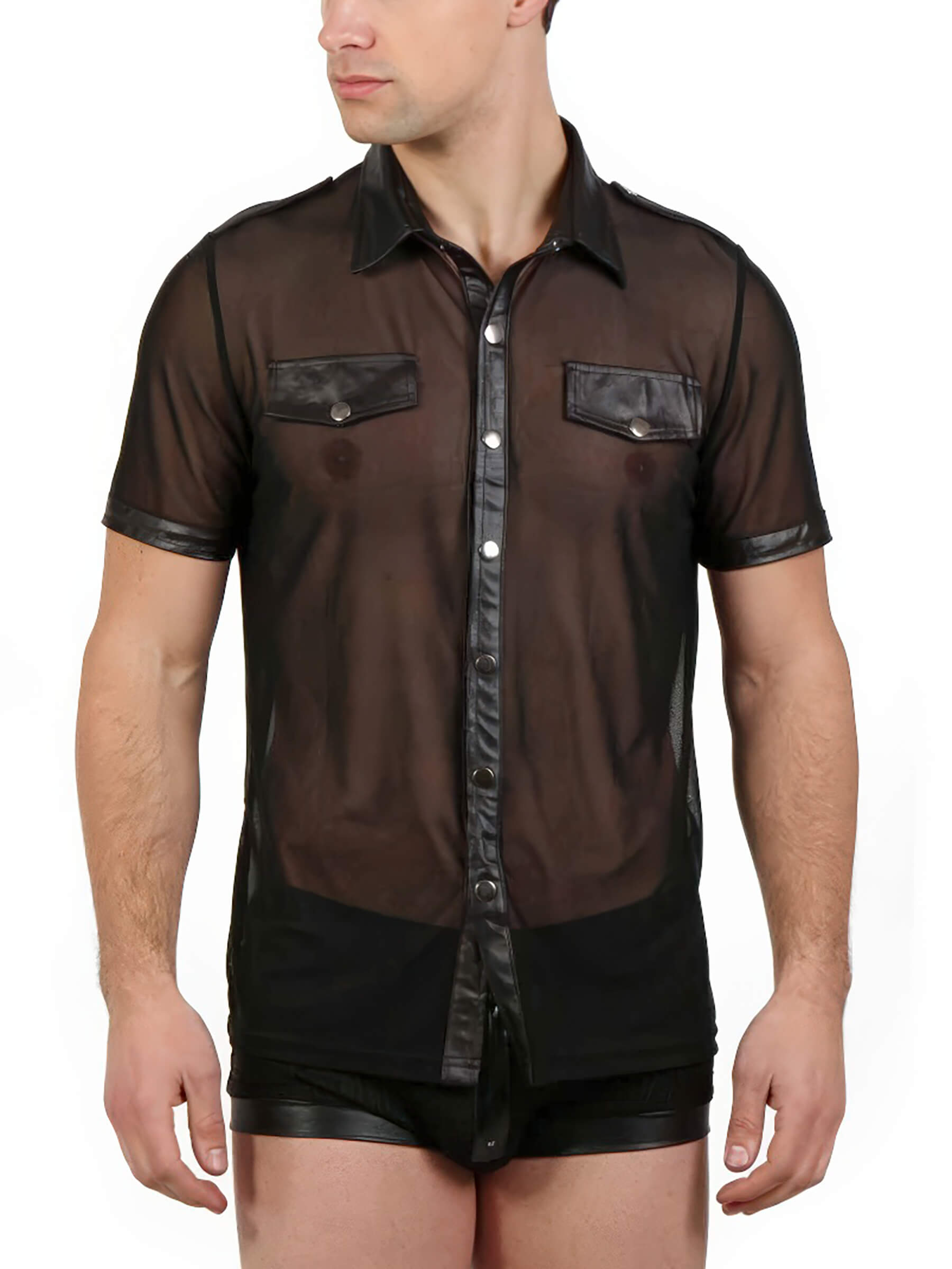 Men's V-neck fishnet T-Shirt