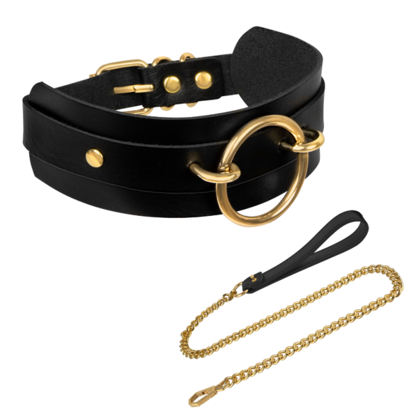 Kunstleder O-Ring Halsband + Luxusleine
