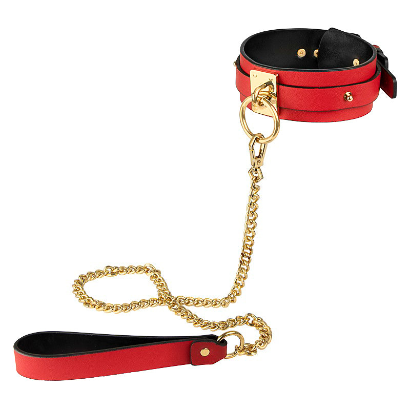 Kunstleder O-Ring Halsband + Luxusleine