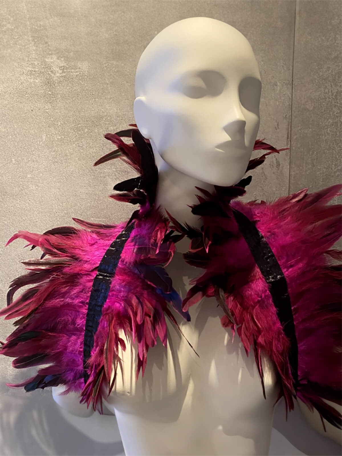 Feather Shoulder Wrap Unisex Fuchsia/Black