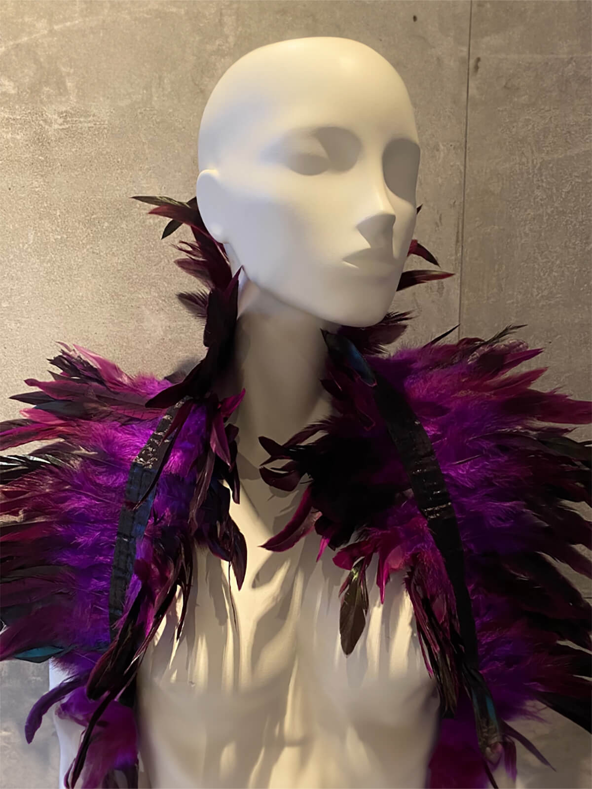 Feather Shoulder Wrap Unisex Purple/Black