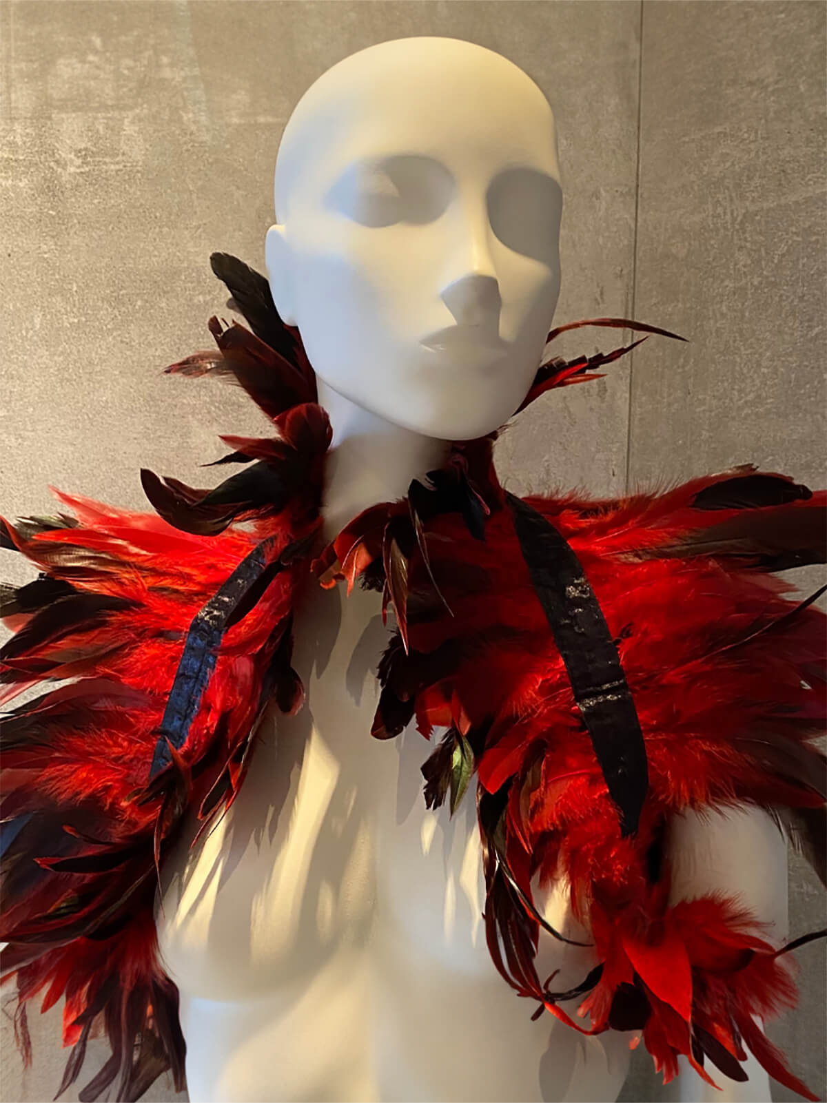 Feather Shoulder Wrap Unisex Red/Black