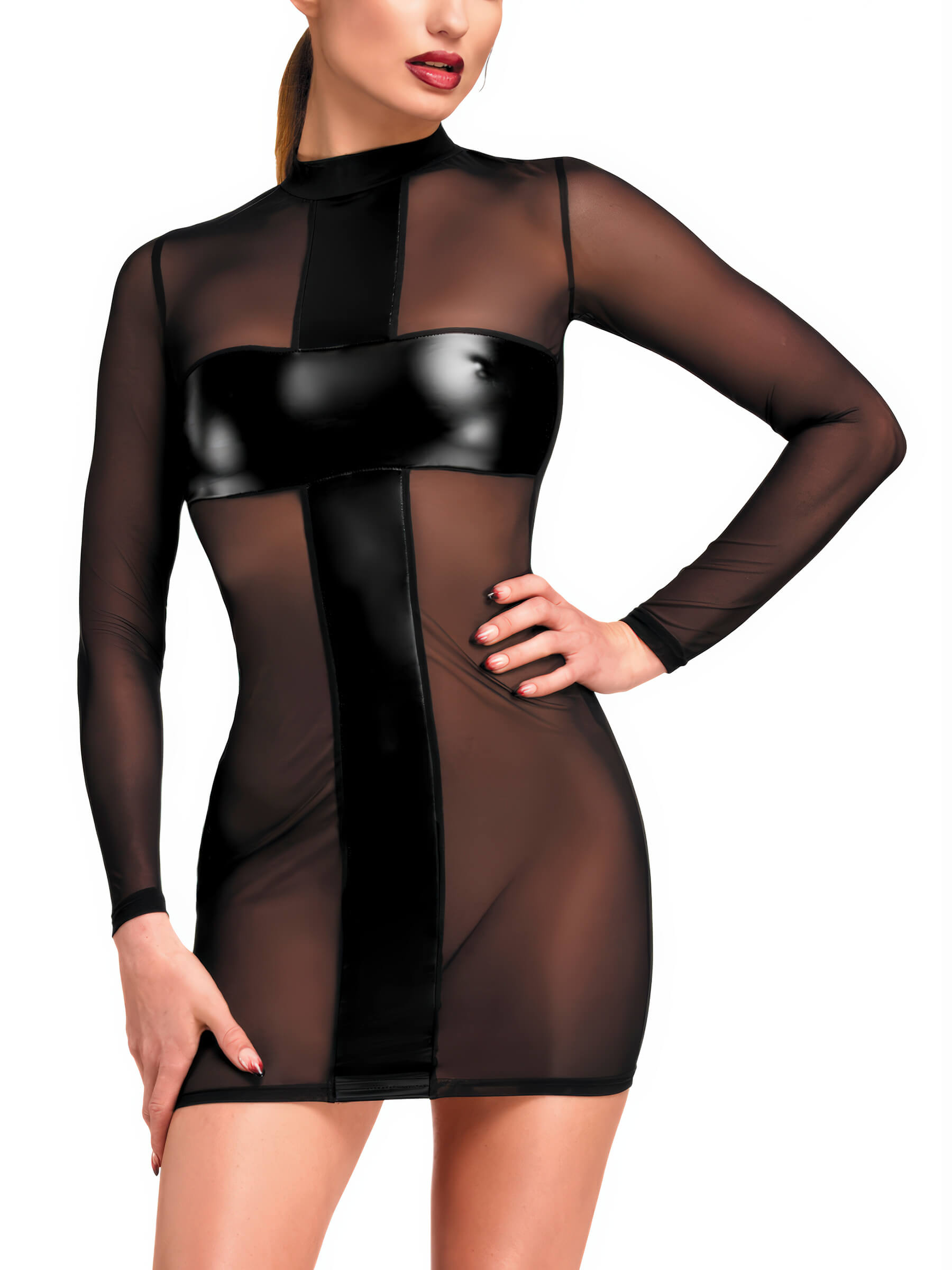 Crossfire Mesh & Wetlook Minikleid
