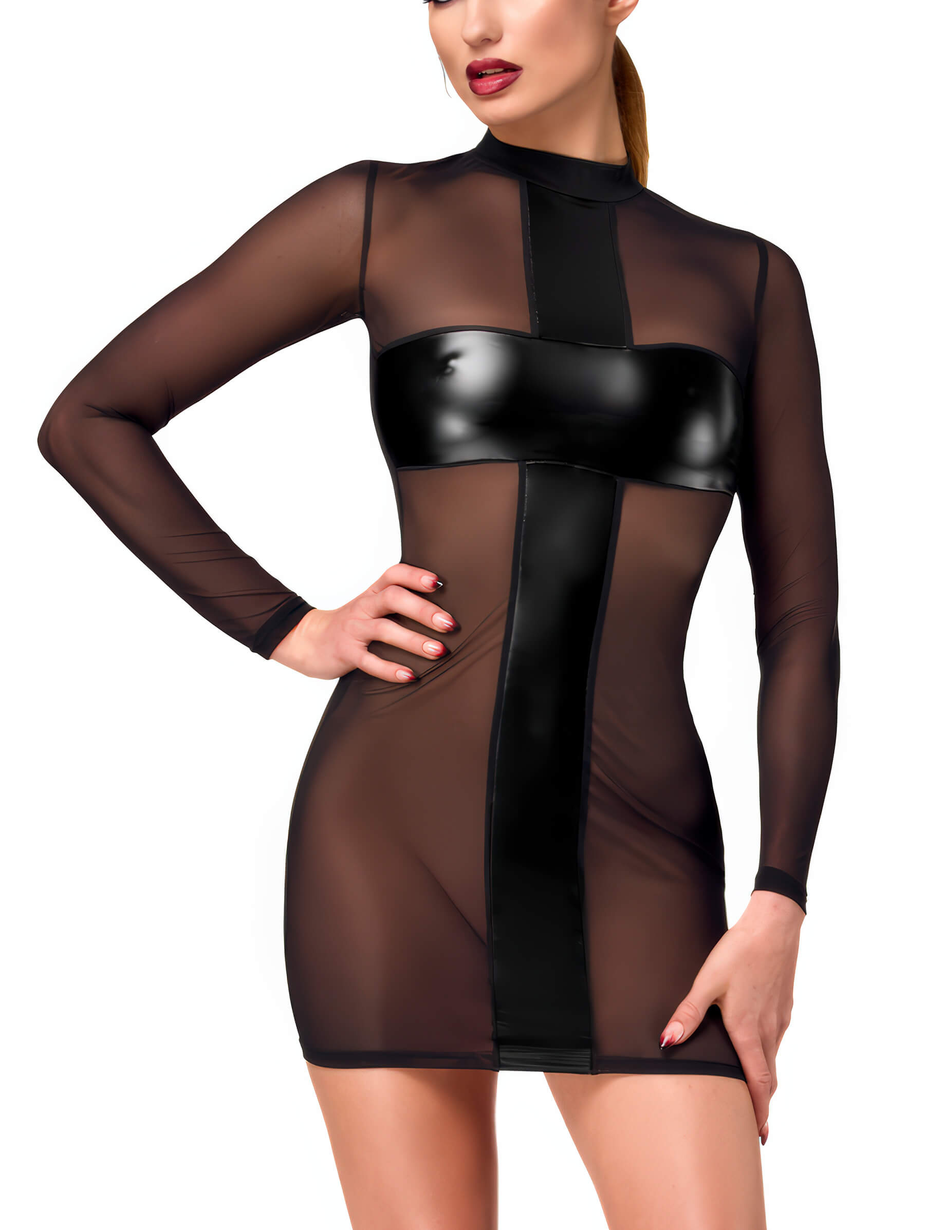 Crossfire Mesh & Wetlook Minikleid