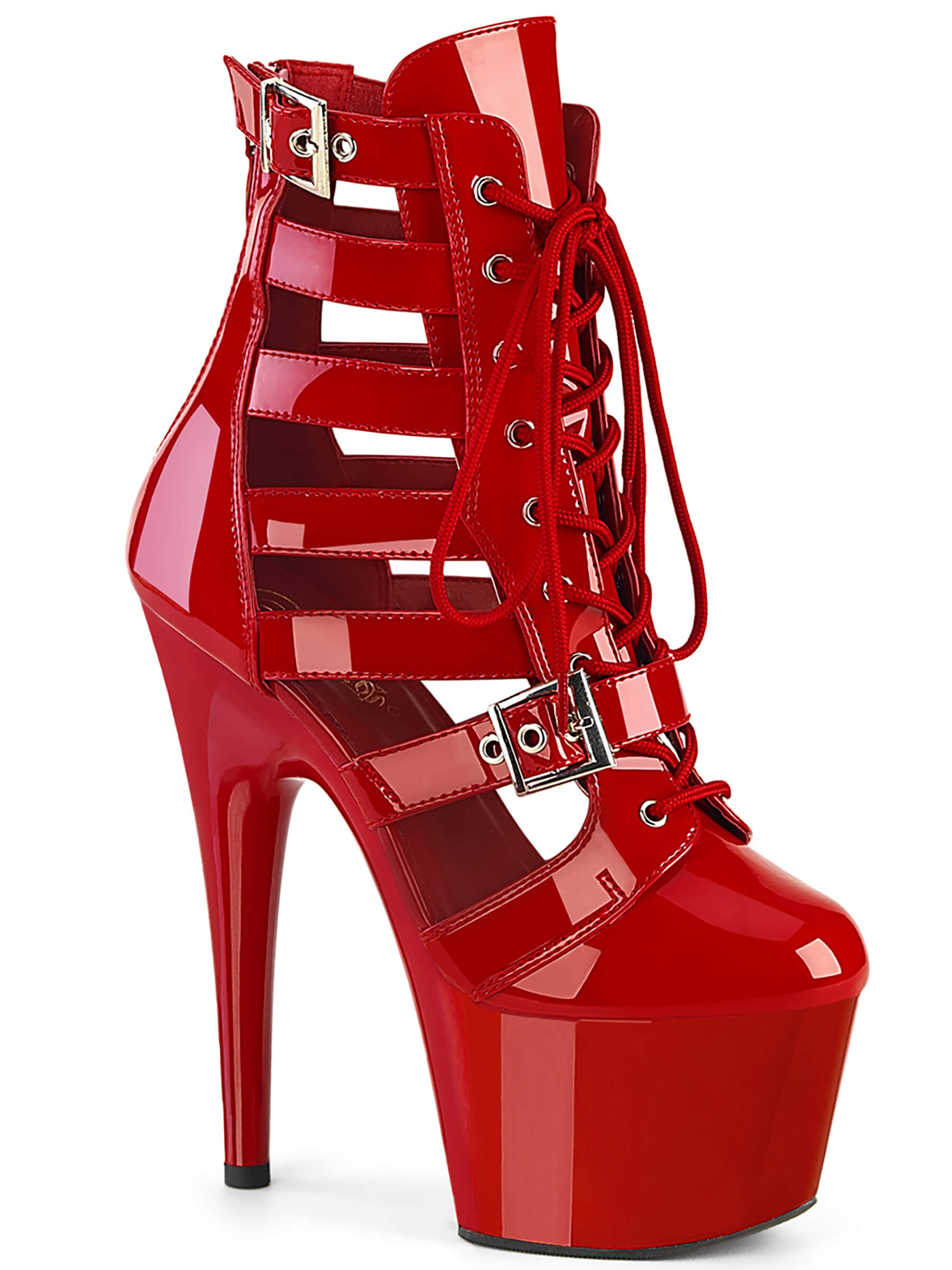 Patent leather platform ankle boot