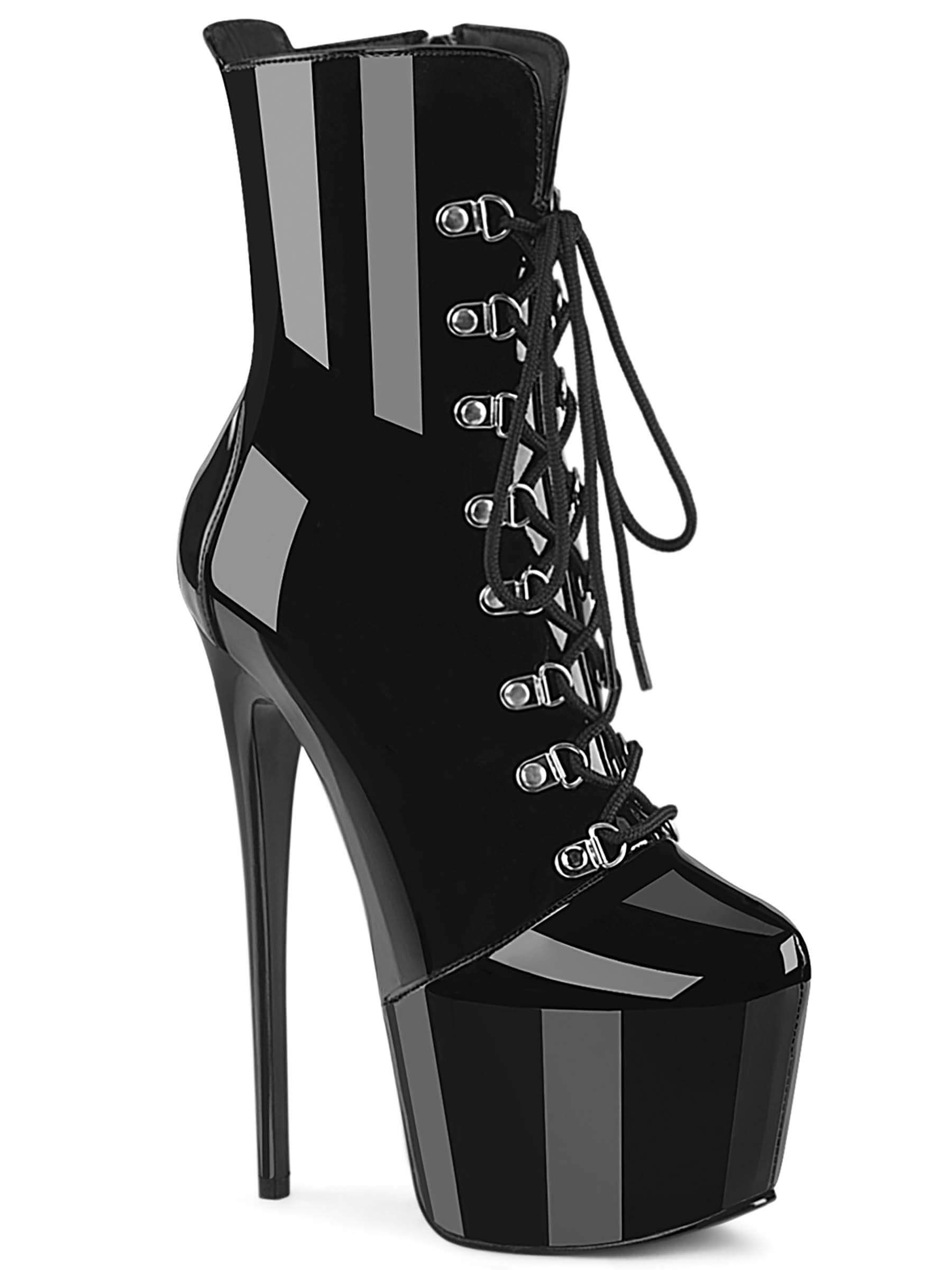 Patent leather platform ankle boot