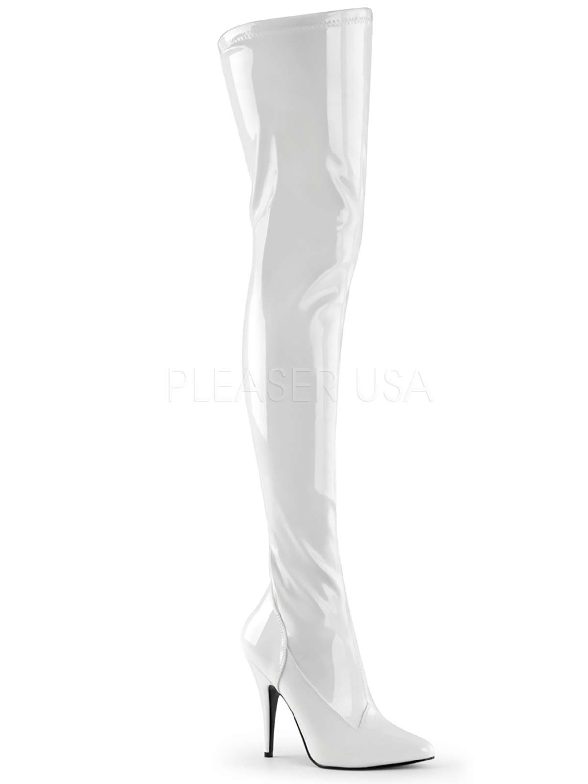 Lackstiefel, Stiefel, weisse Lackstiefel, Lack Stiefel, Lackweiss Overknee, weisse Overknee, Stretch, Stiefel in Übergrößen, Oberschenkellang, Stiefel, Lackweiss, Stretch, Stretchlack, weiss