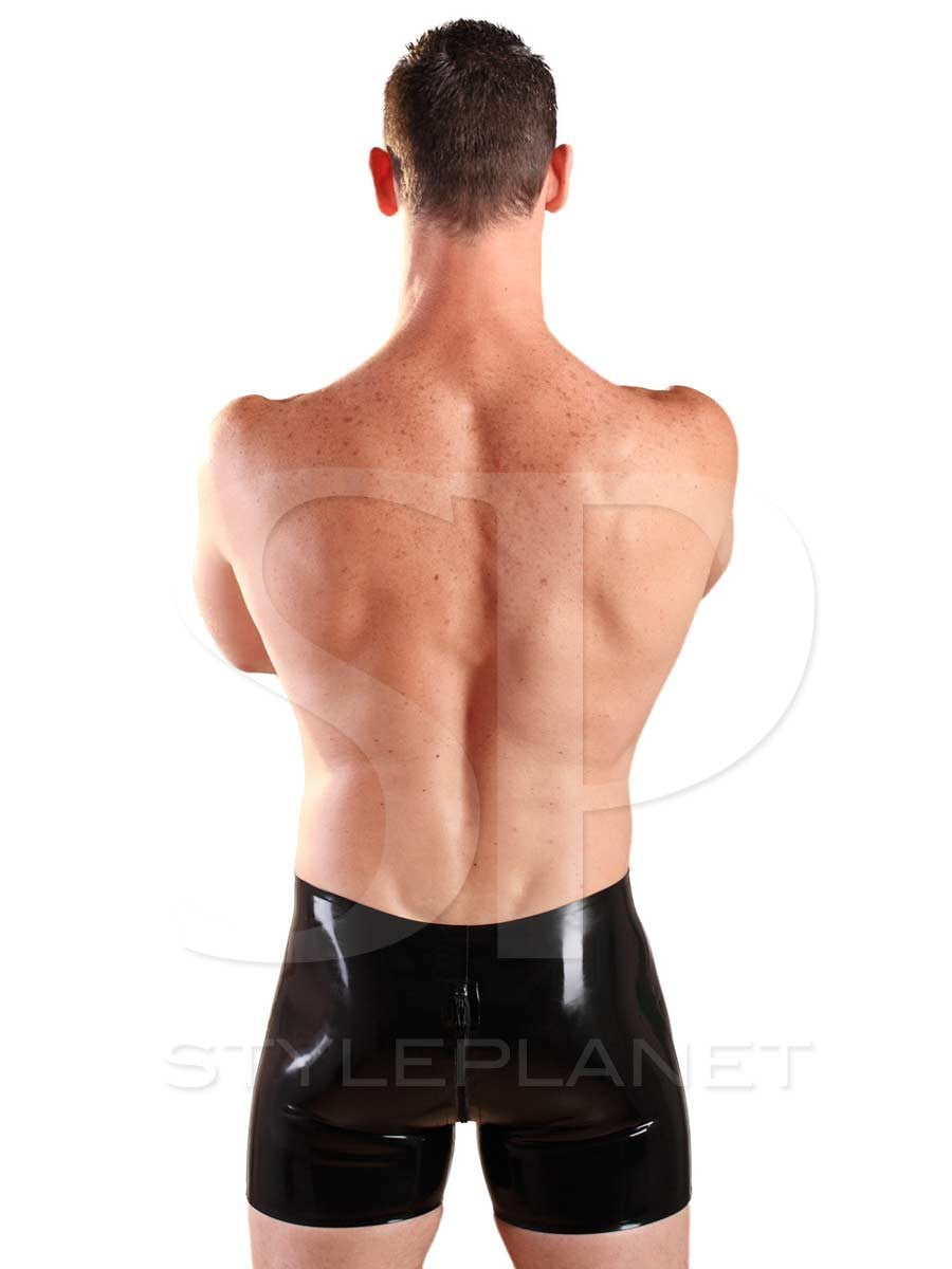 Latex Boxer Zipper Shorts
