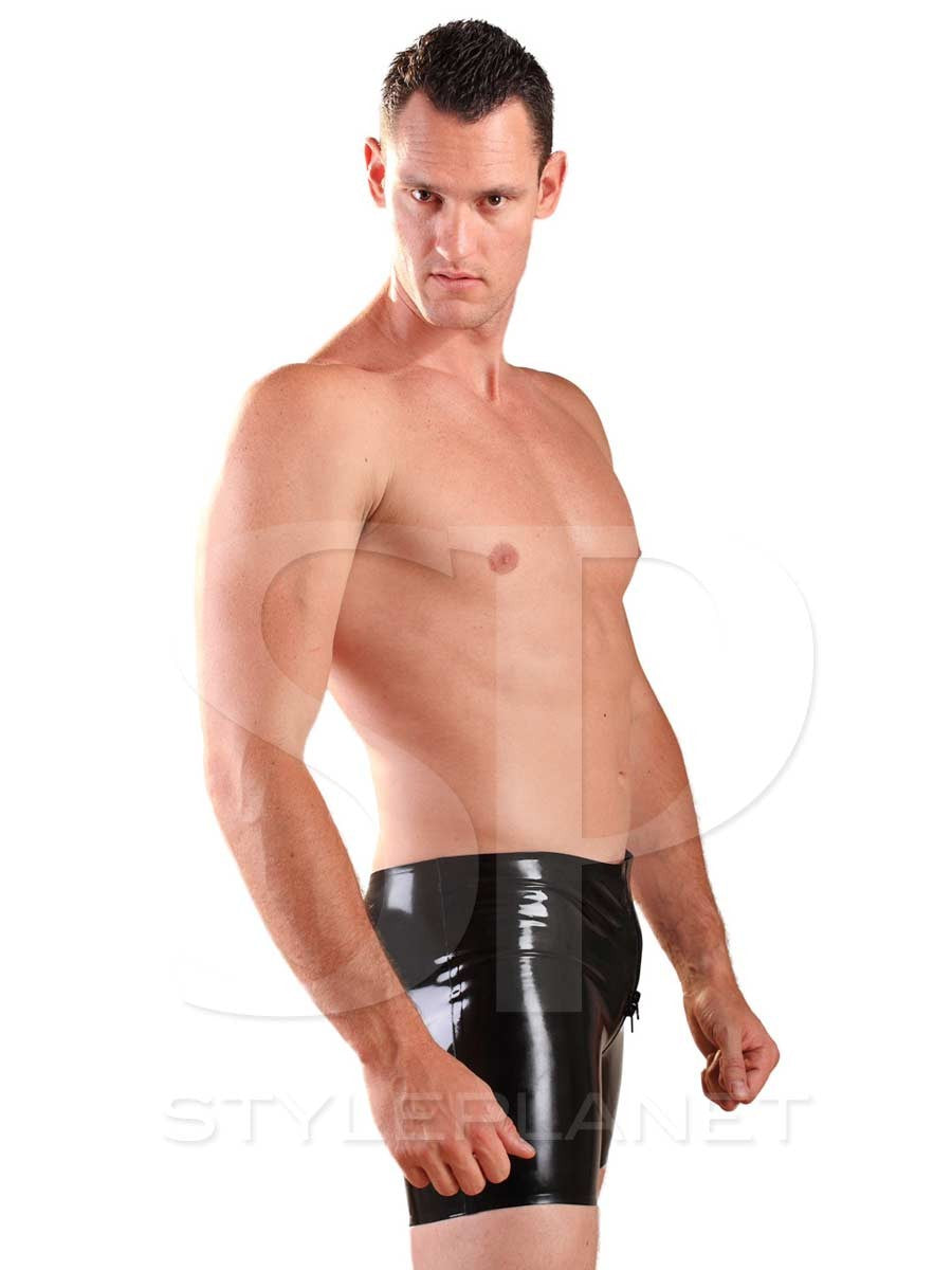 Latex Boxer Zipper Shorts