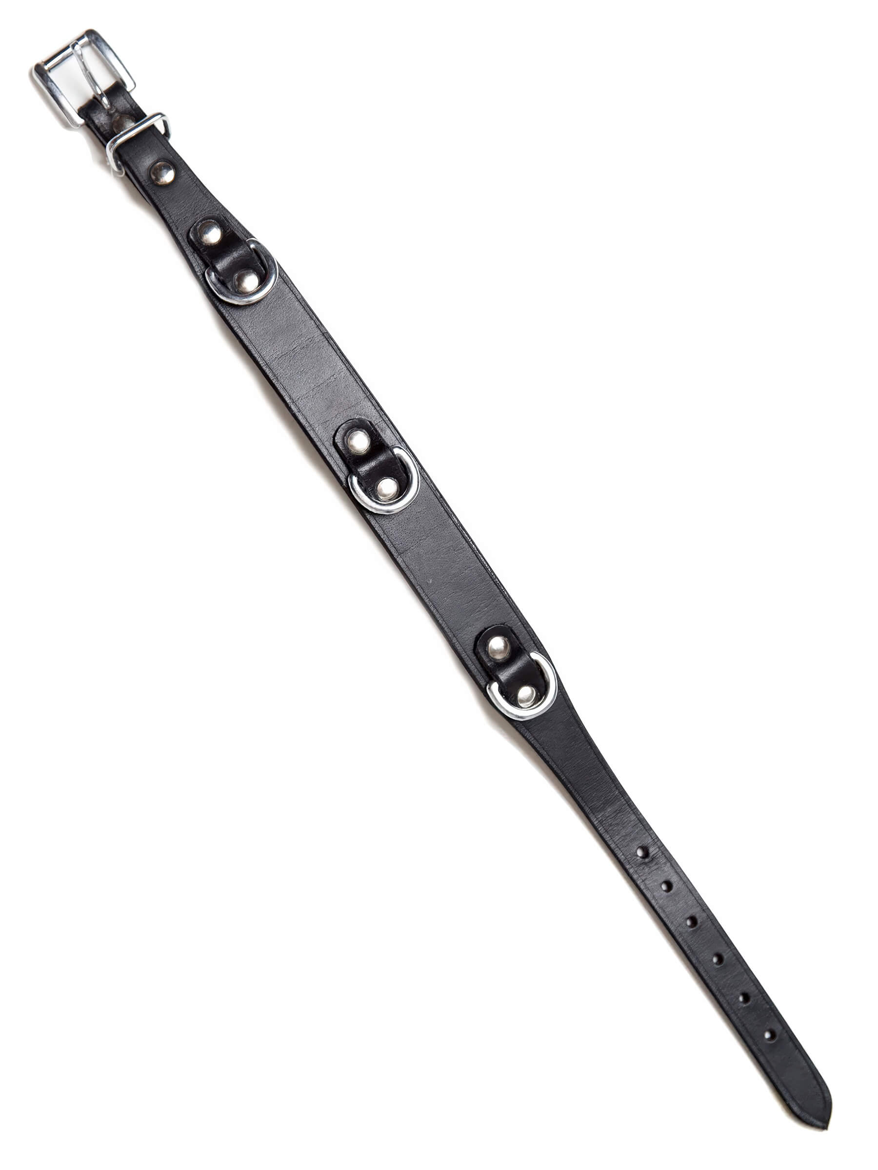 Leder Dreier D-Ring Halsband Schwarz