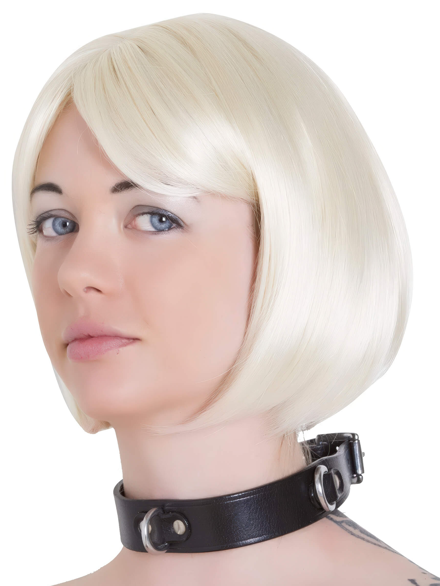 Leder Dreier D-Ring Halsband Schwarz