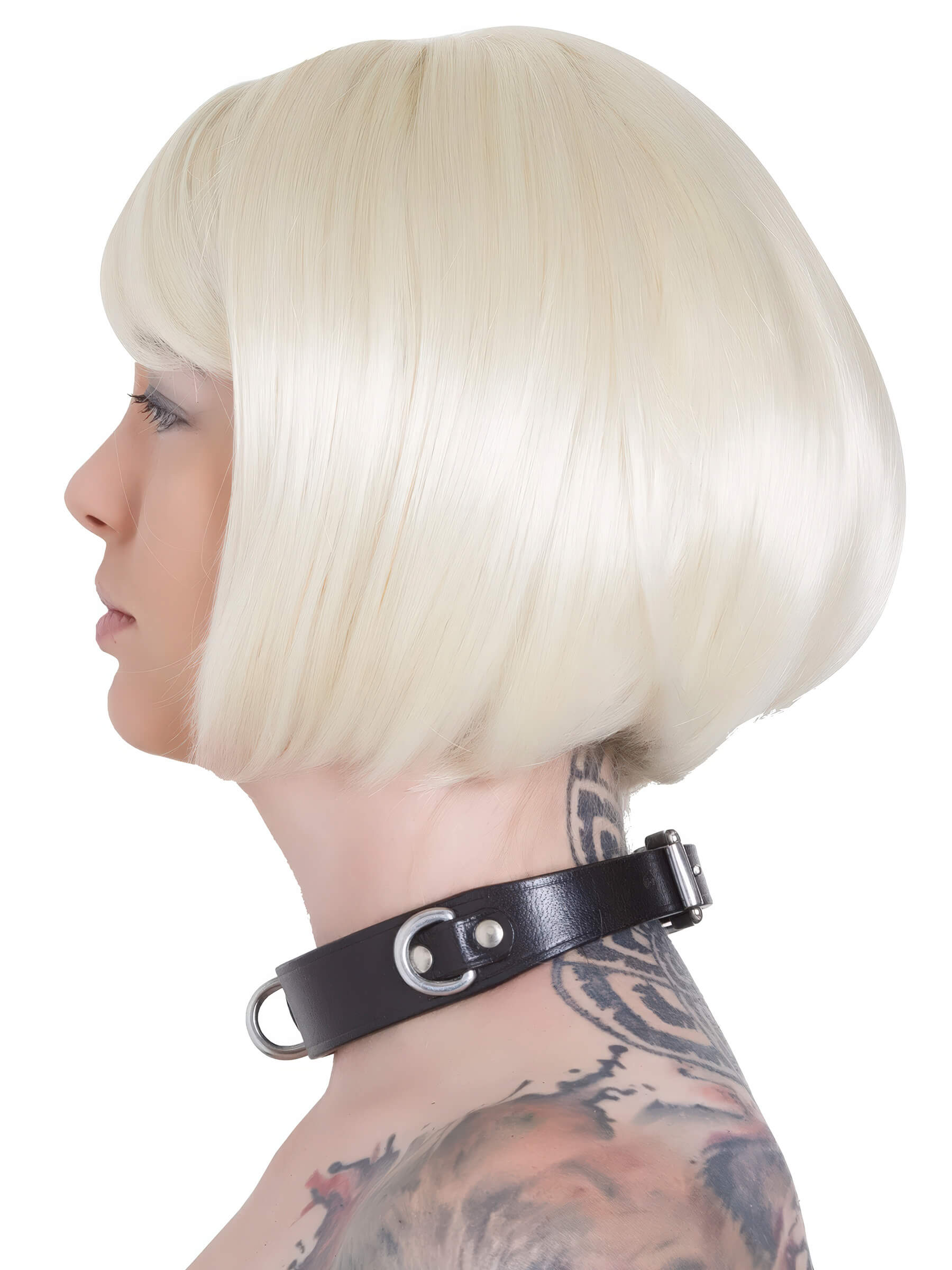 Leder Dreier D-Ring Halsband Schwarz