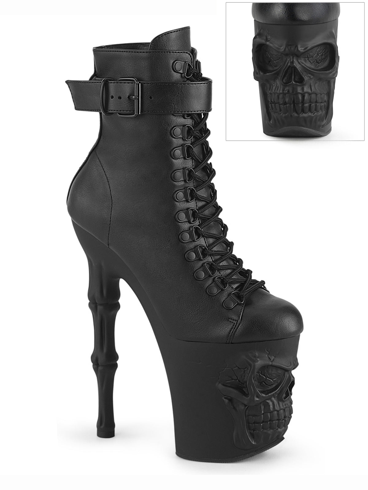 Kunstleder Plateau SKULL Stiefellette