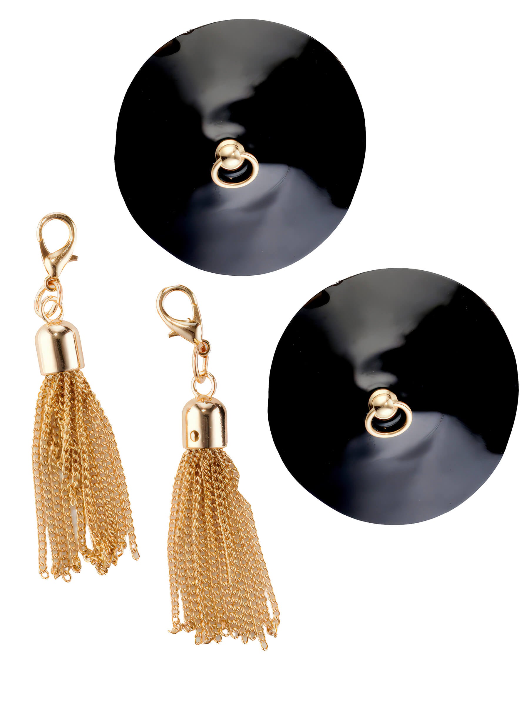 O-Ring Pasties Lackschwarz / Gold