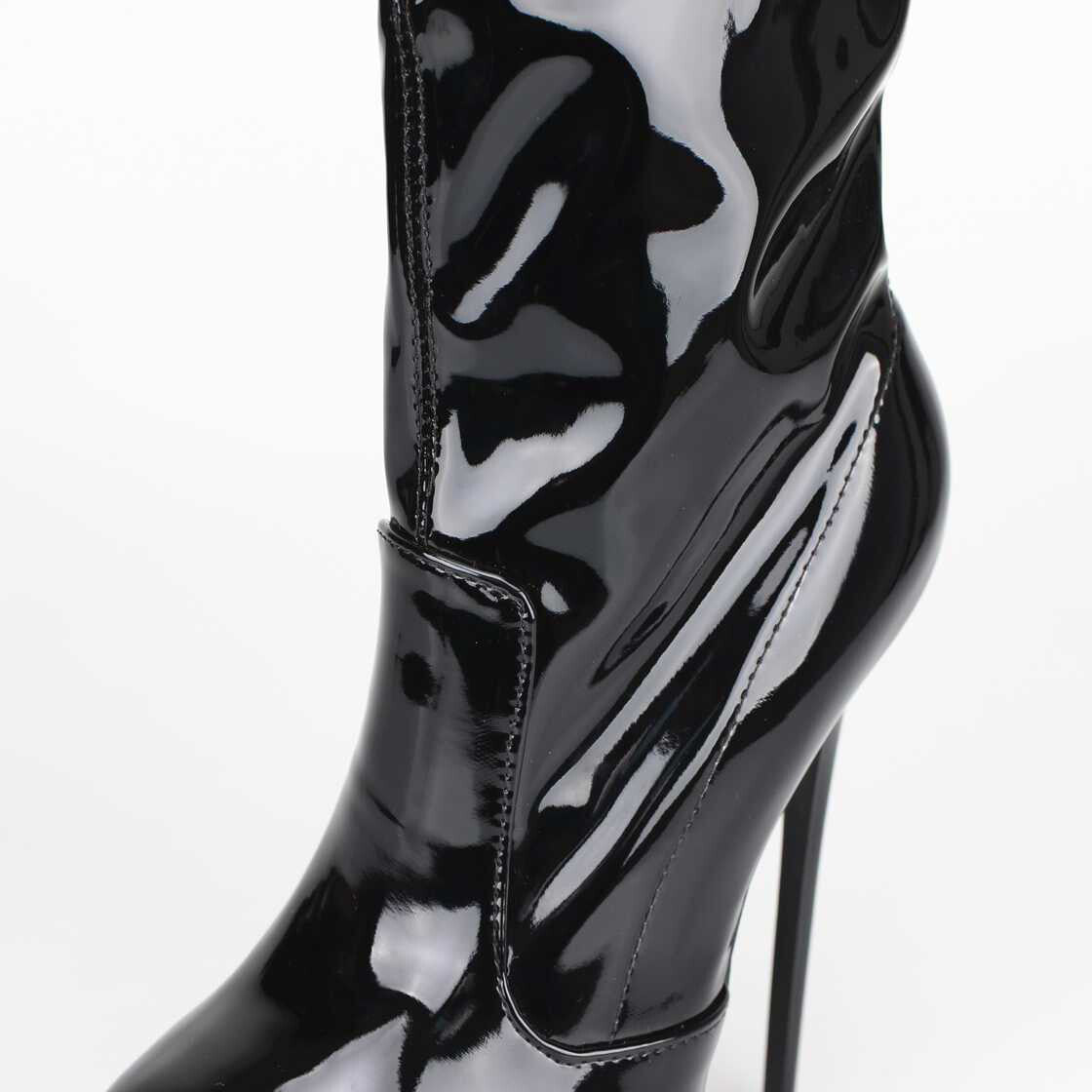 Plateau Lack Kniestiefel, schwarz