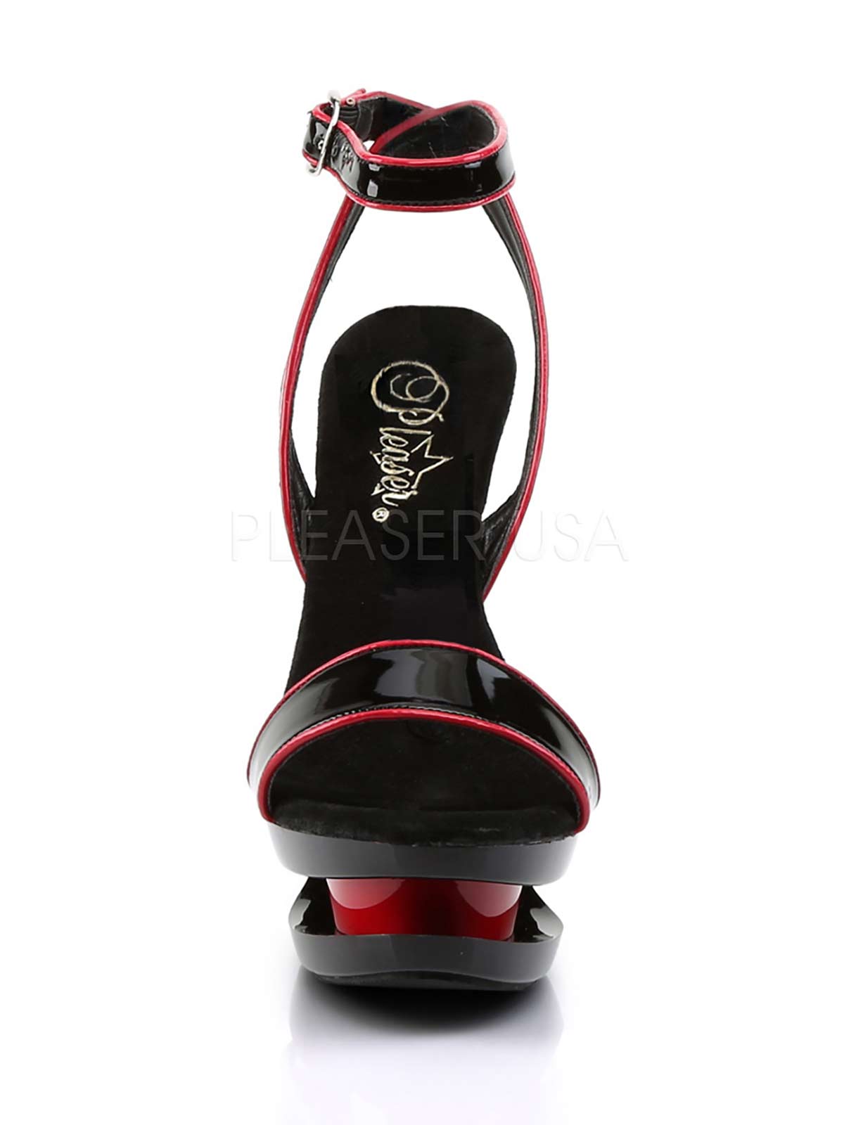 Plateausandalette, Satinschnürung, Plateausandale, Sandale, Lack Sandalette, roter Absatz, Lackschwarz, Damenplateauschuh, schwarzer Highheel, Stiletto, Lacksandale, Plateausandale, riemchen