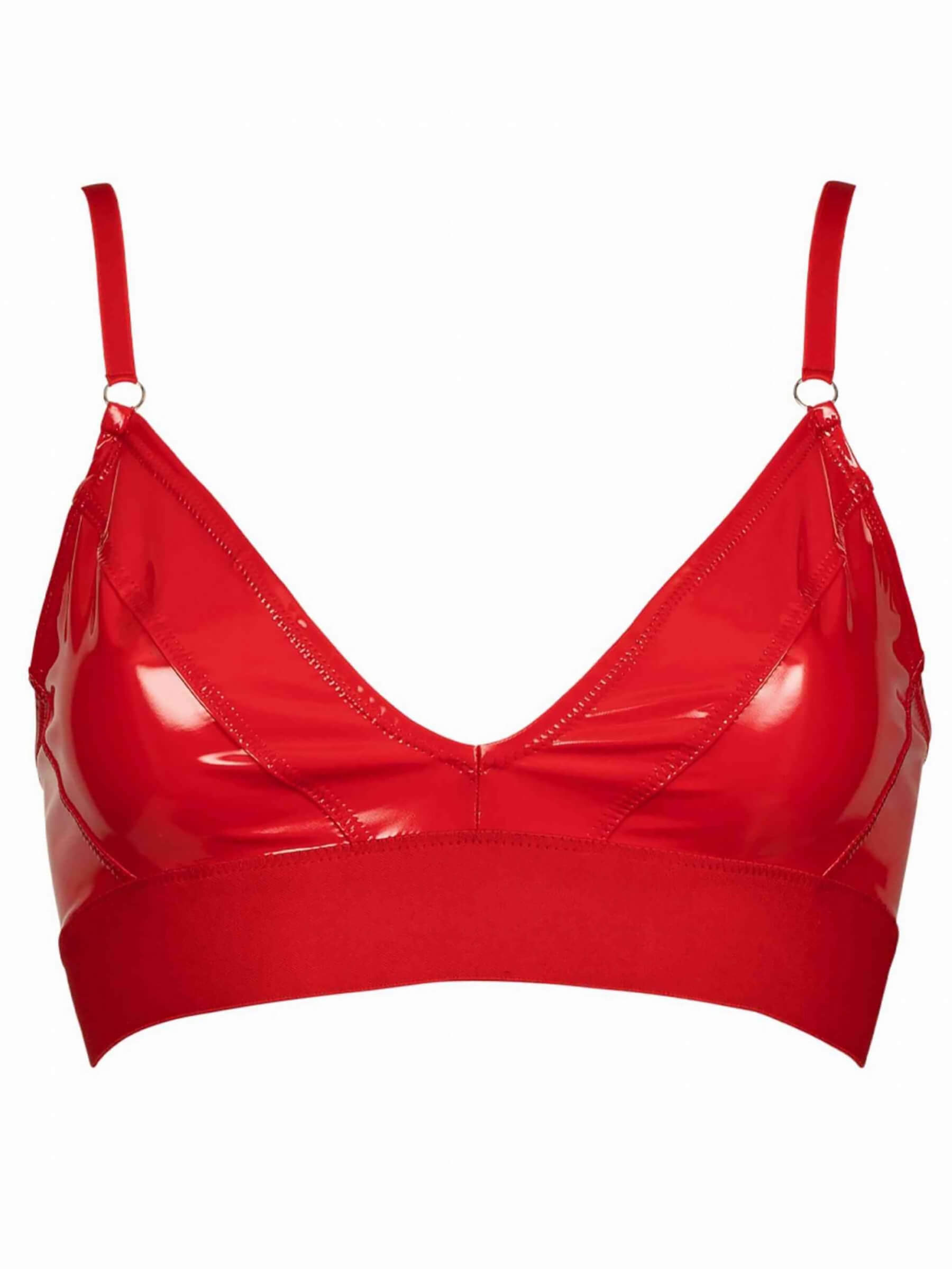 Red patent leather bra