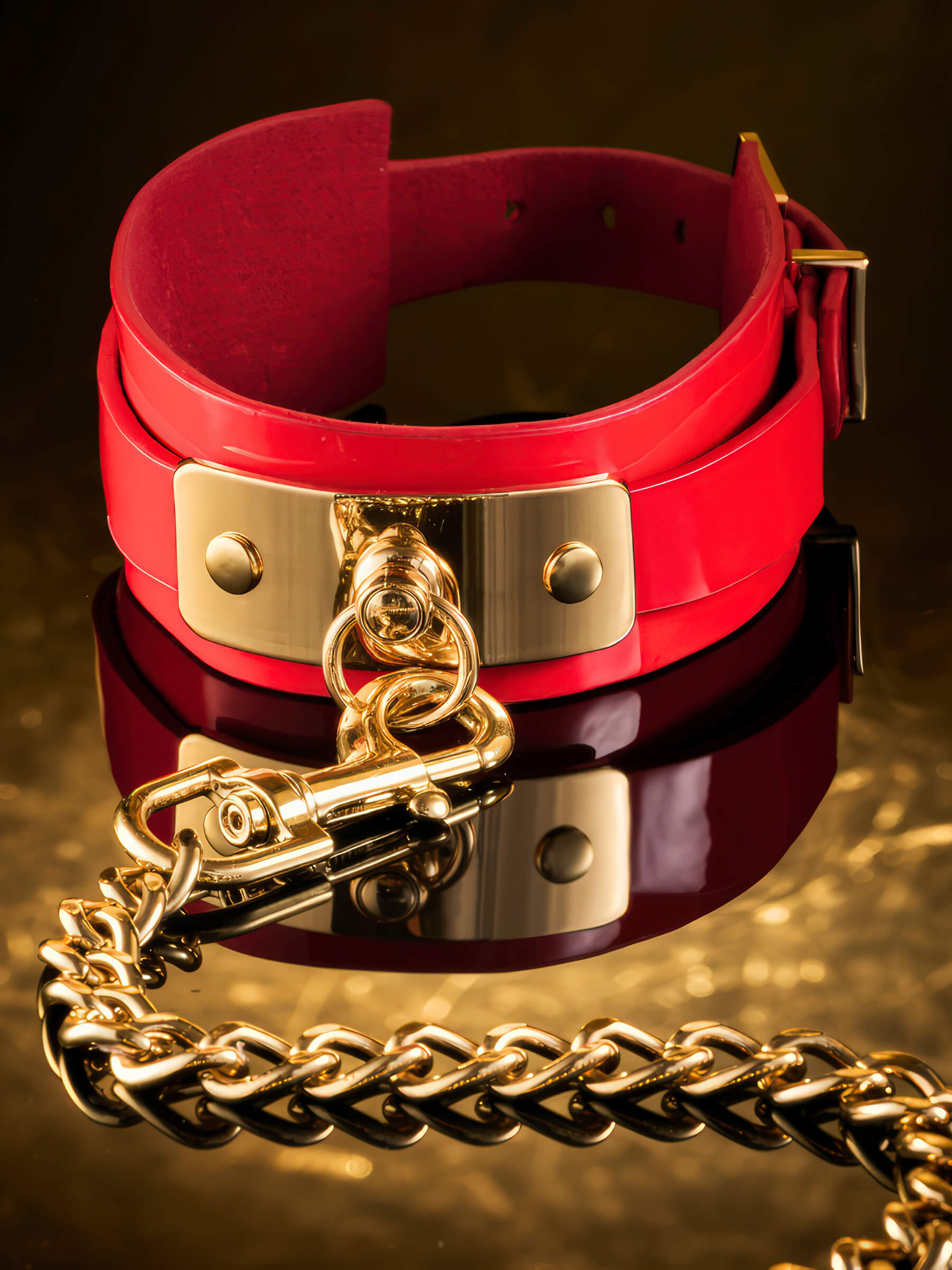 VEGAS – Hochglanz-Halsband mit O-Ring & Leine