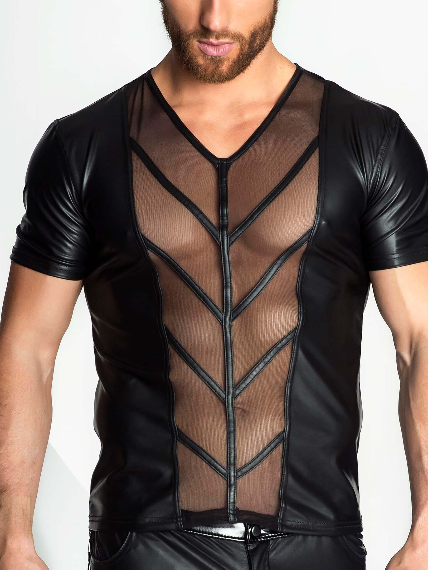 Wetlook Shirt transparentem Einsatz