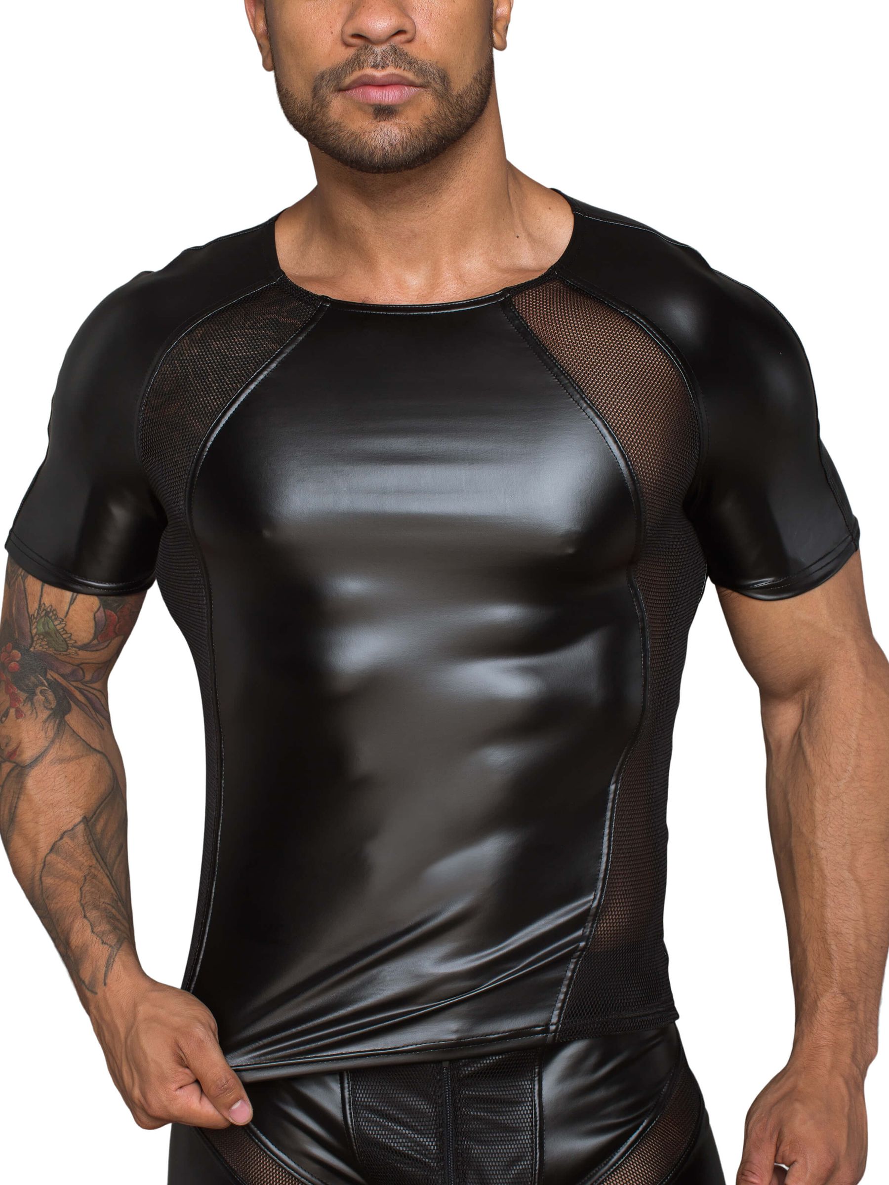 Shirt with transparent mesh insert