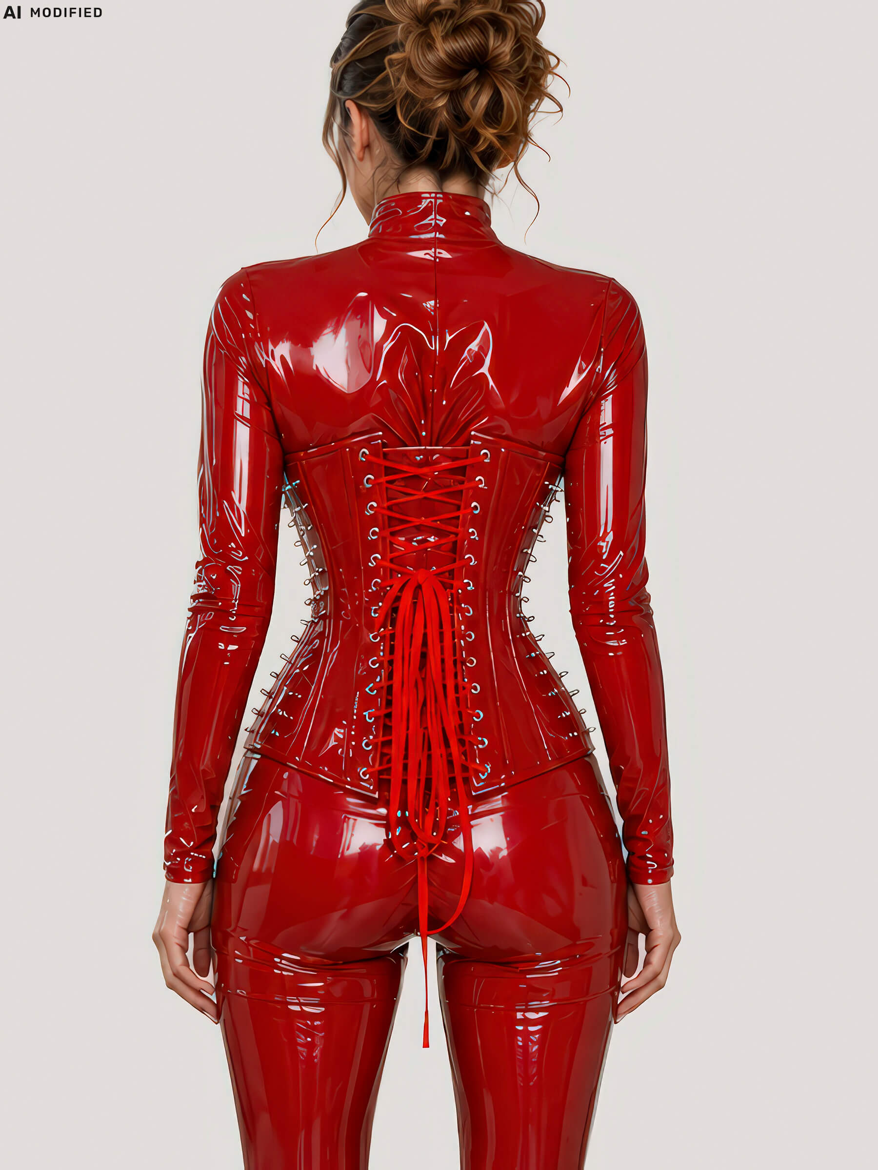 Lack-Korsett in Rot – Unterbrust, Modell Samantha