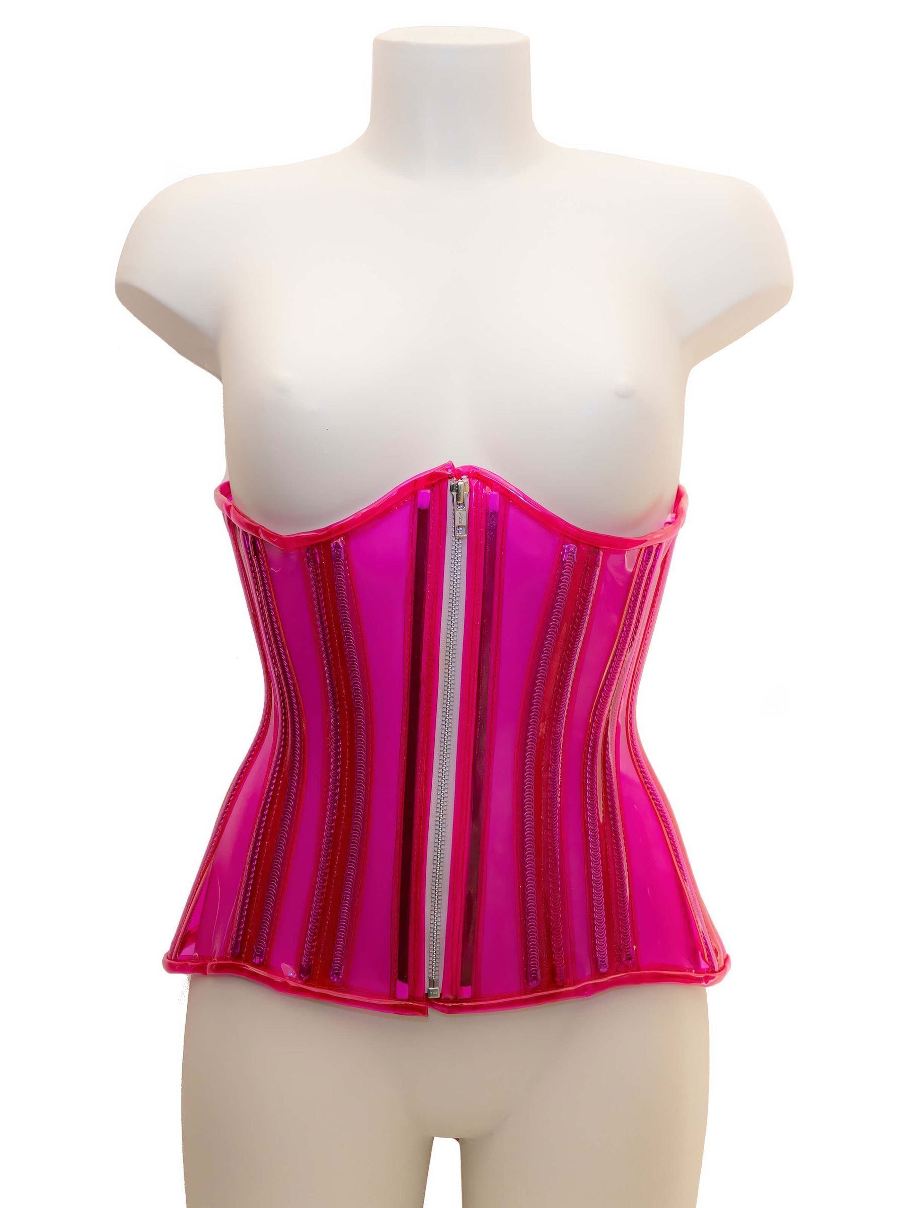 PVC Unterbrust Korsett - Transparent HOTPINK - DIVA