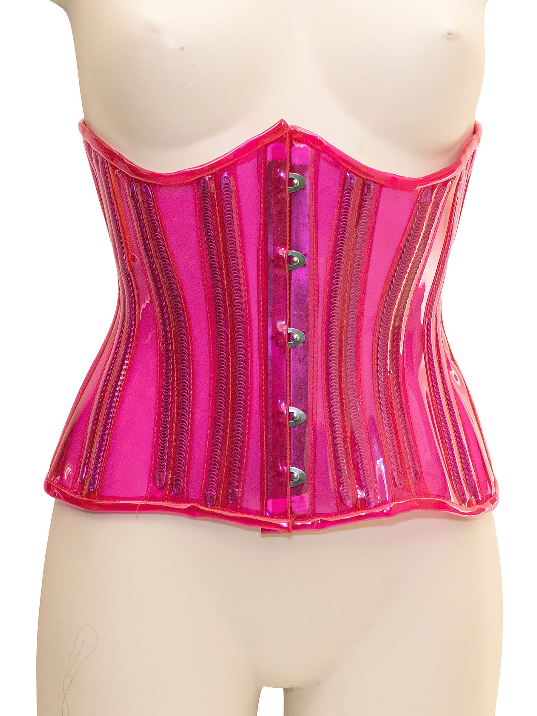 PVC Unterbrust Korsett - Transparent HOTPINK - BABE