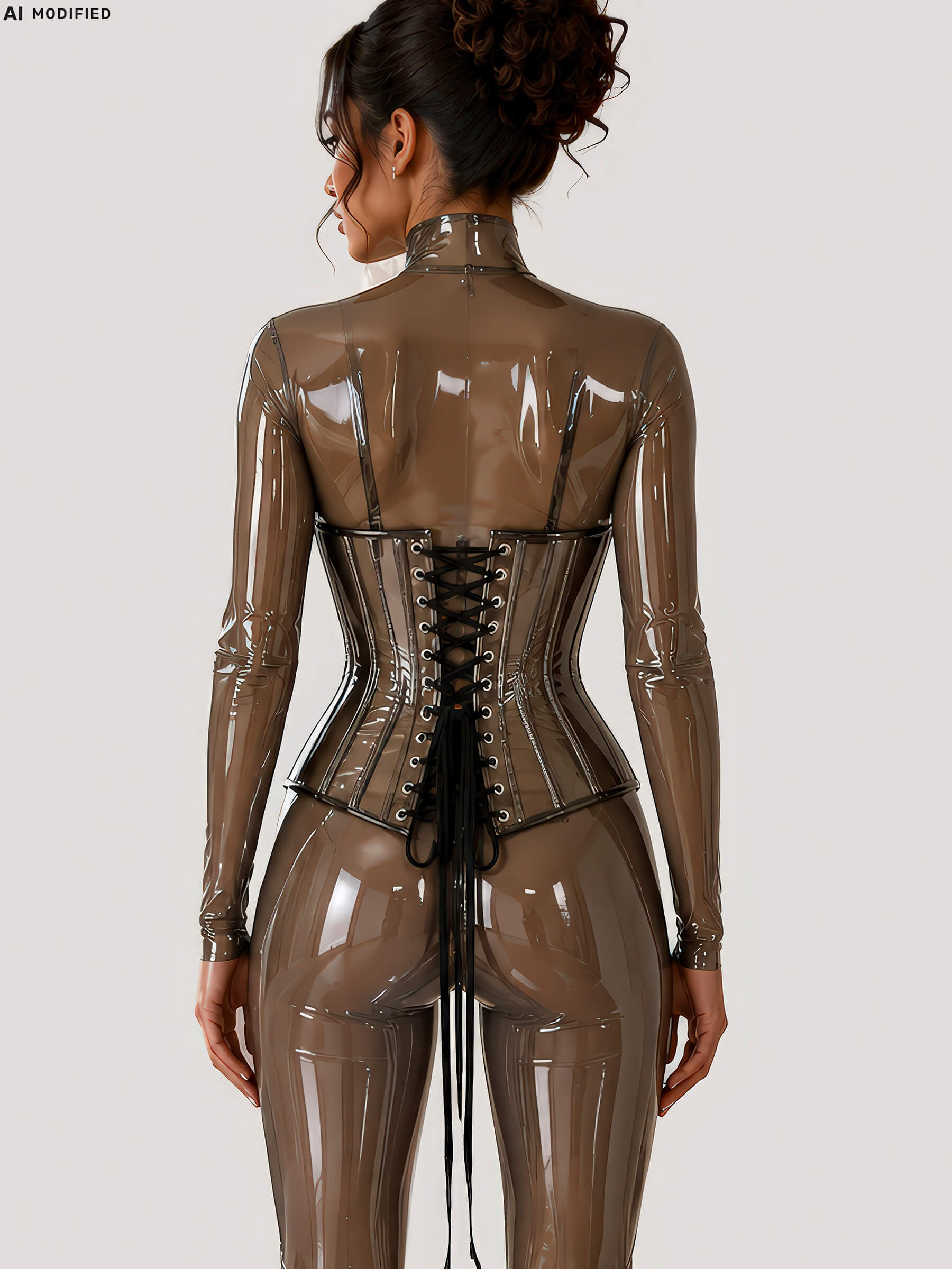 PVC - Unterbrust Korsett - Transparent Light Black - DINA