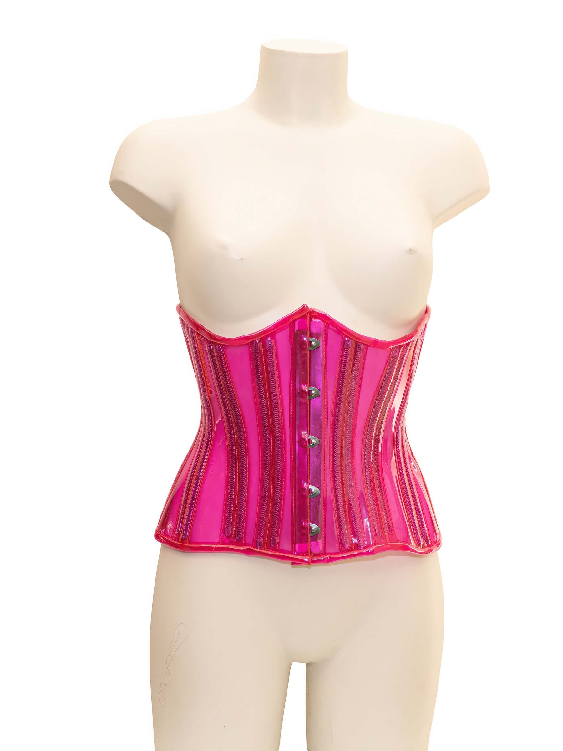 PVC Unterbrust Korsett - Transparent HOTPINK - BABE