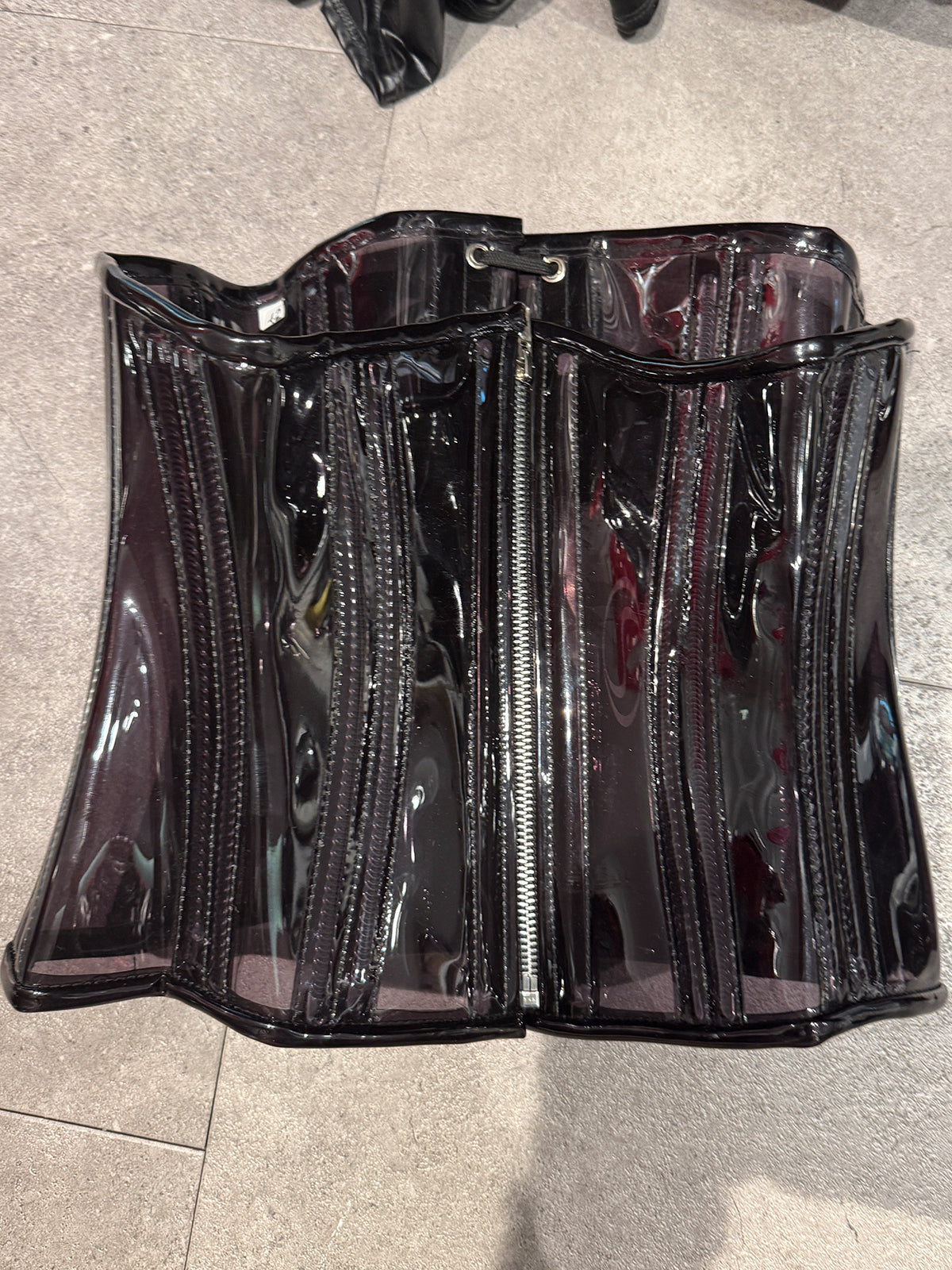 PVC Unterbrust Korsett - Transparent Light Black - DINA