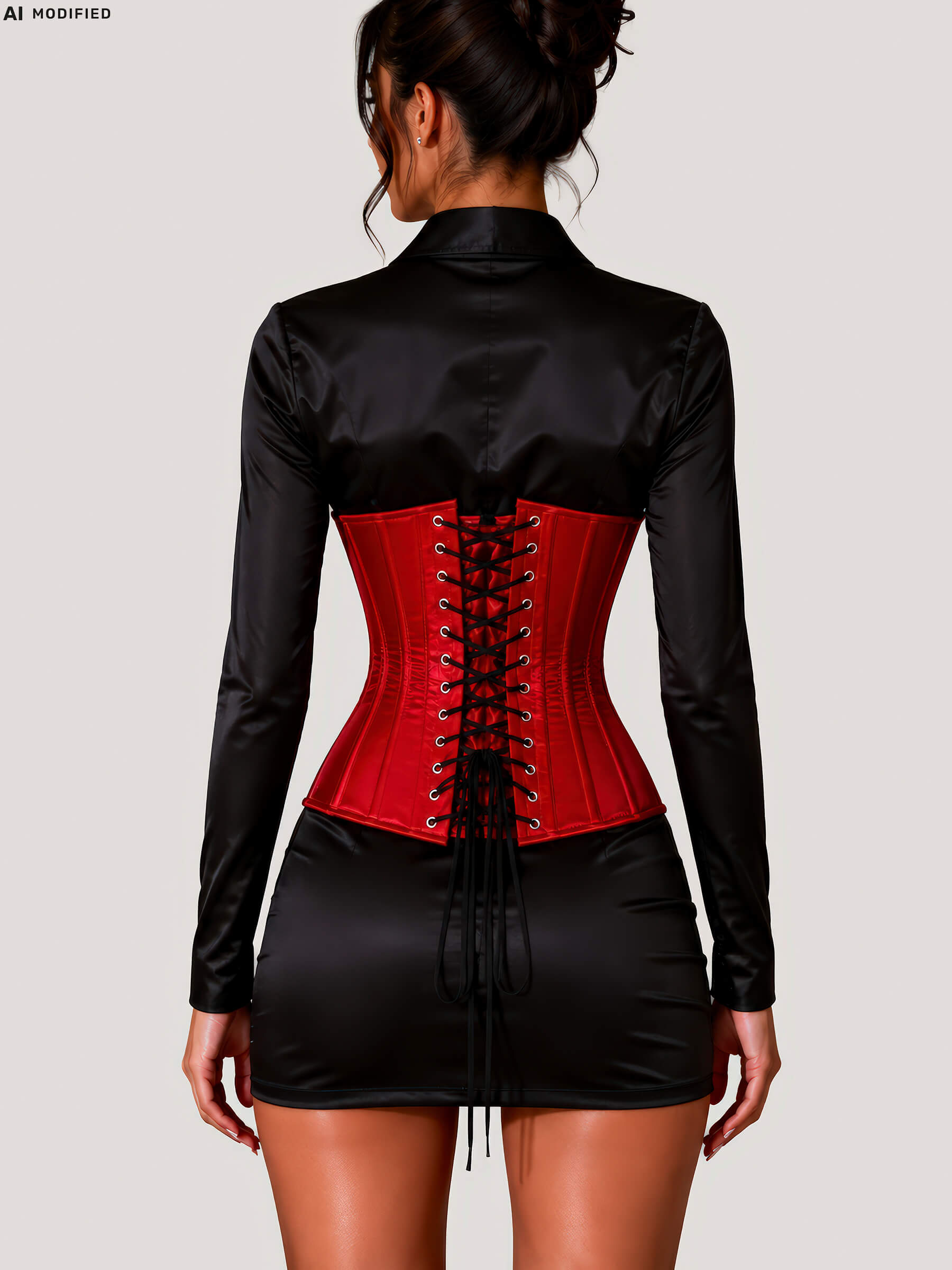 SATIN - Unterbrust Korsett - RED - CELINE
