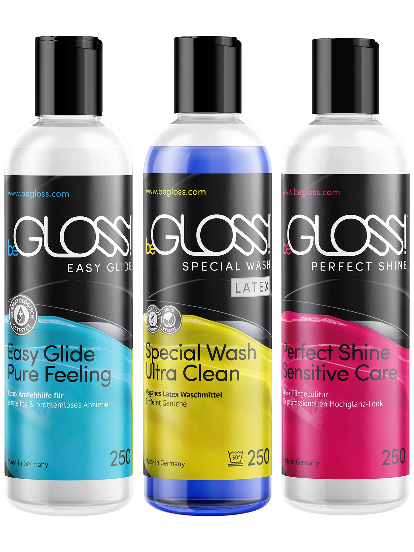 Latex Pflege SET 250 - Perfect SHINE - Easy GLIDE - Special WASH