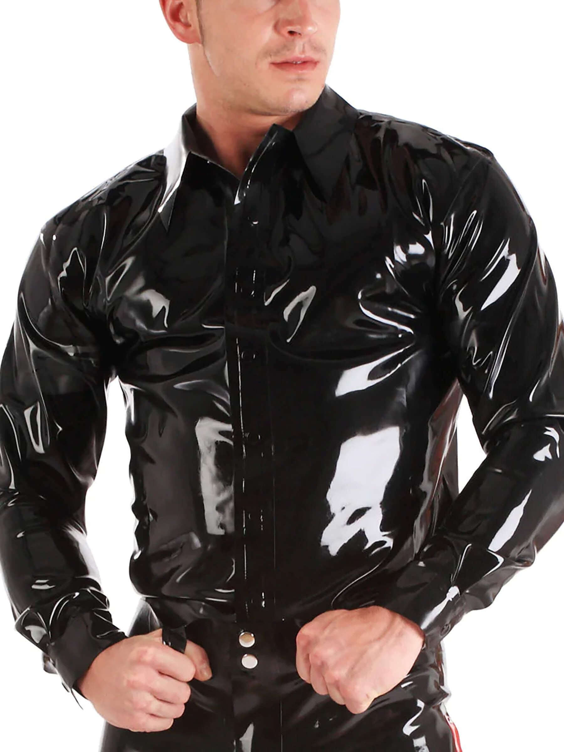 Latex T-shirt sleeves with buttons