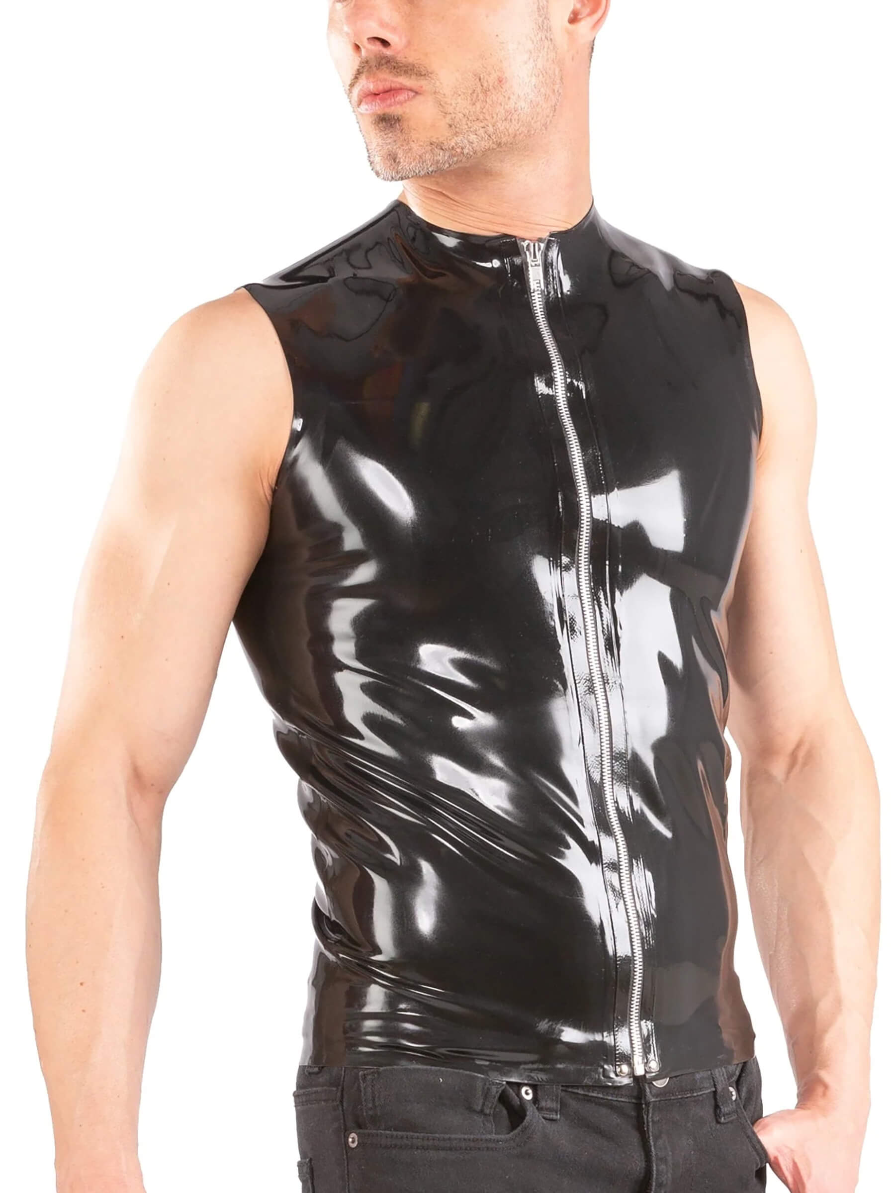 Latex shirt with zipper