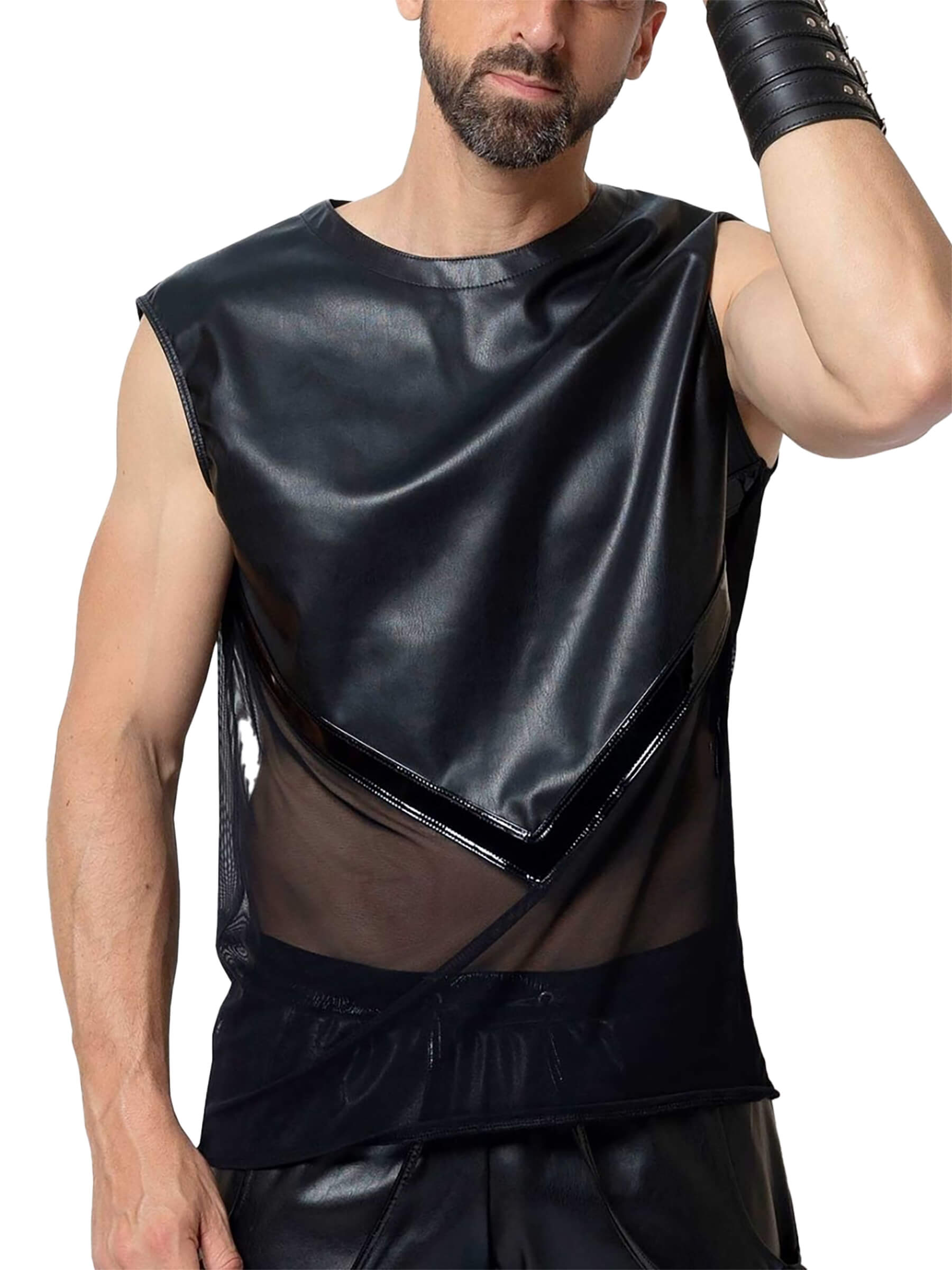 Ingvald faux leather mesh shirt