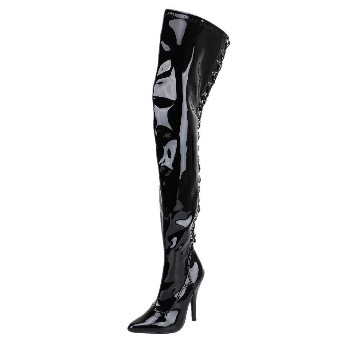 Black patent leather boots, black