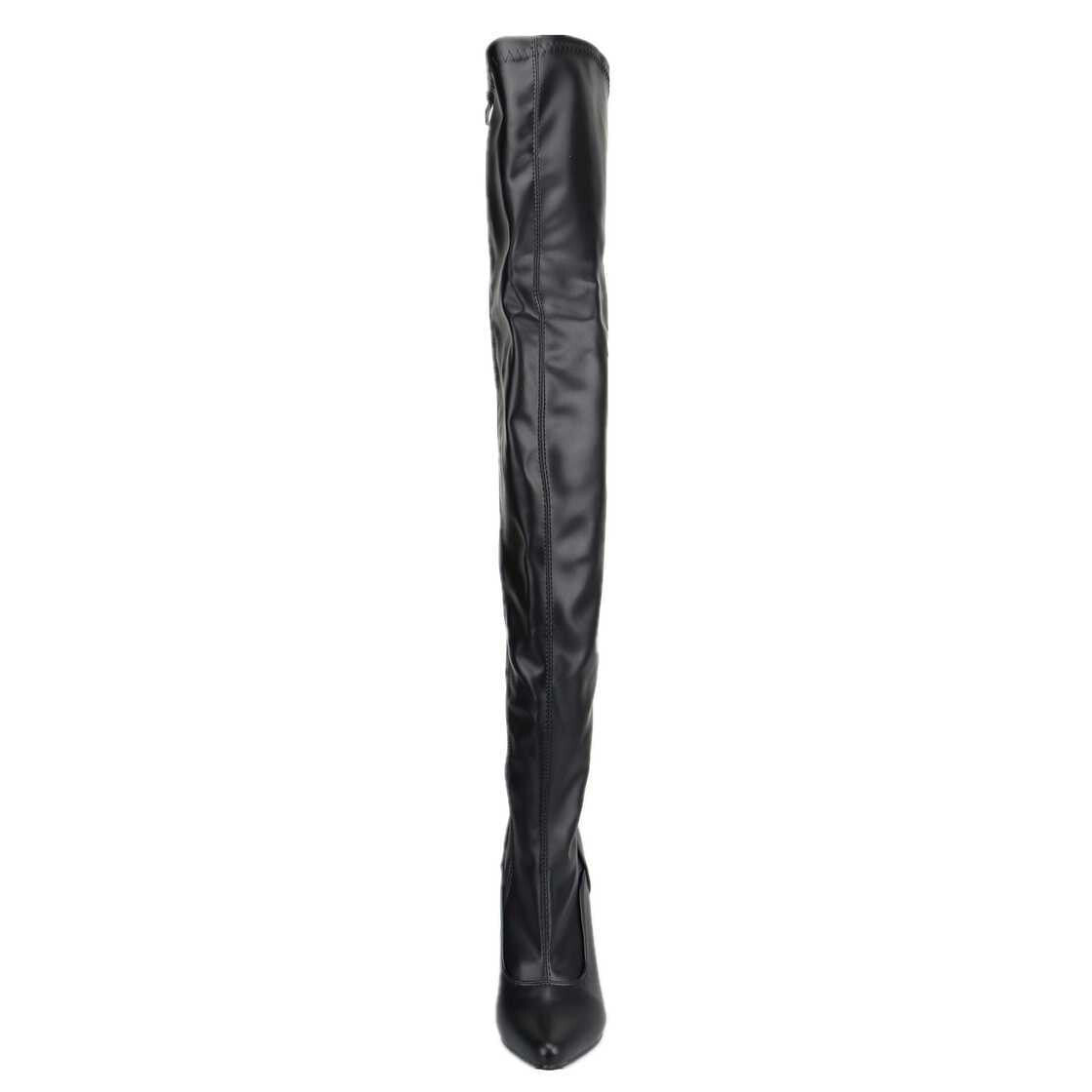 Leather over-the-knee boots, black