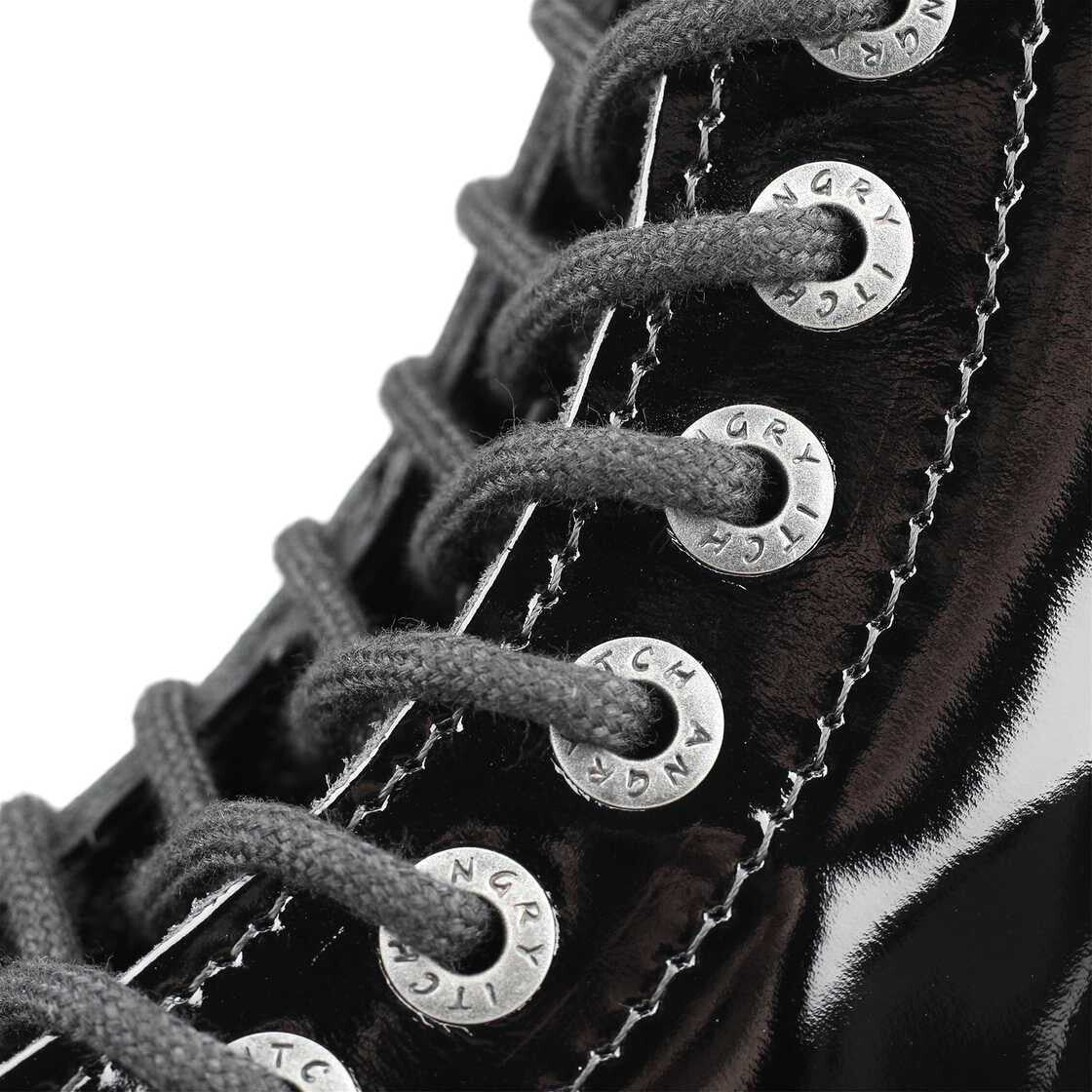 Angry Itch 14-Loch Lackleder Stiefel, schwarz