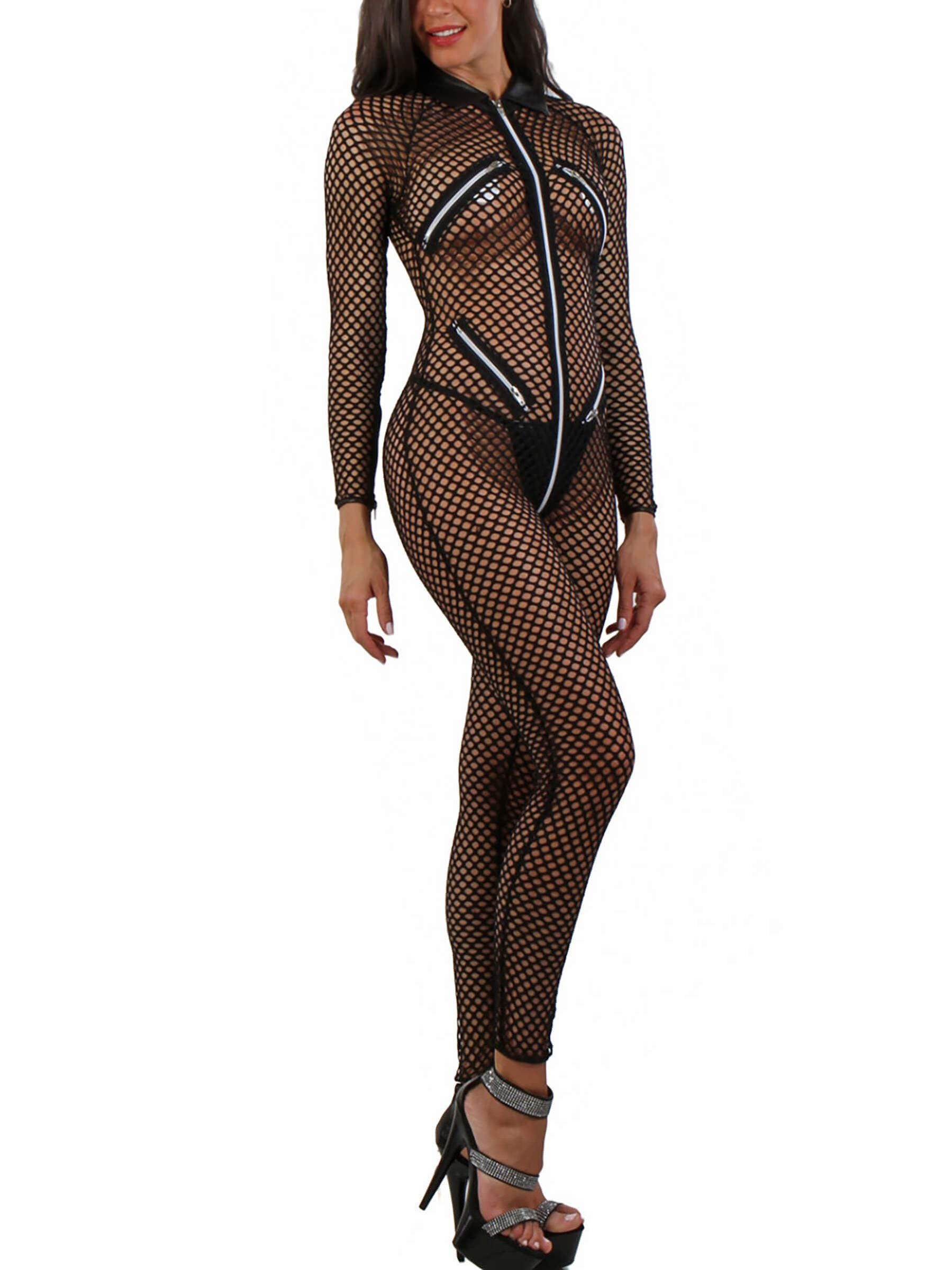 Schwarzer Netz Overall