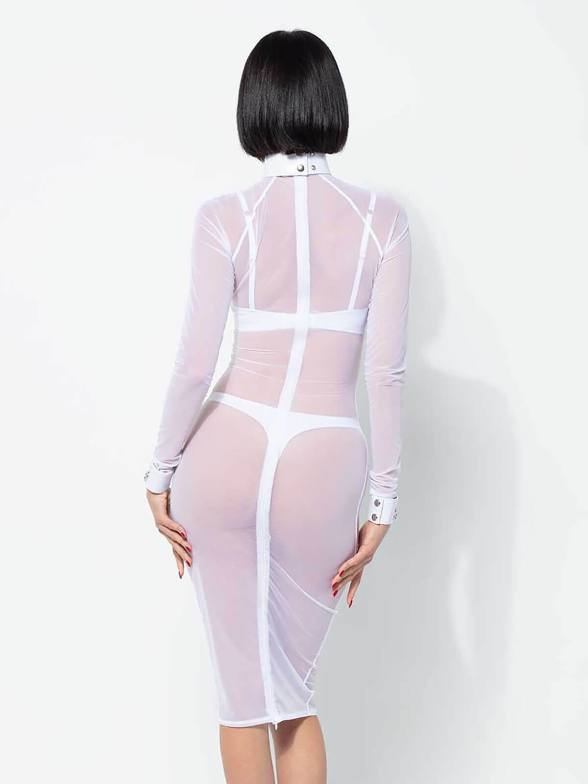 Transparent mesh dress Azia - White