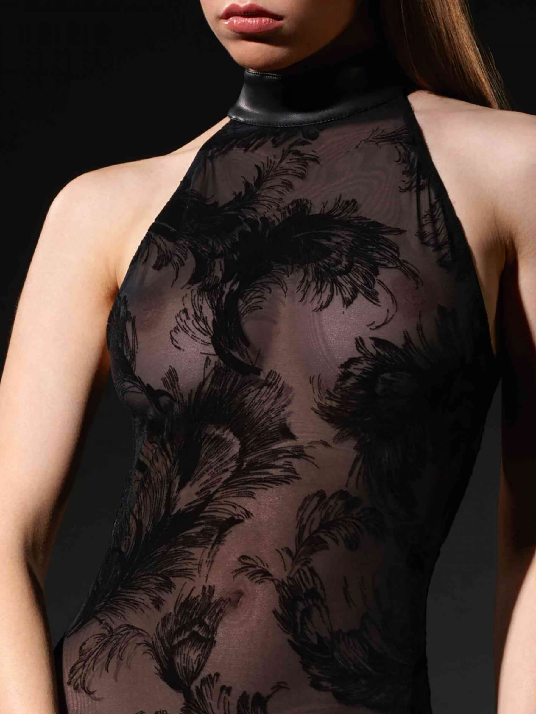 Long transparent mesh dress Cygne