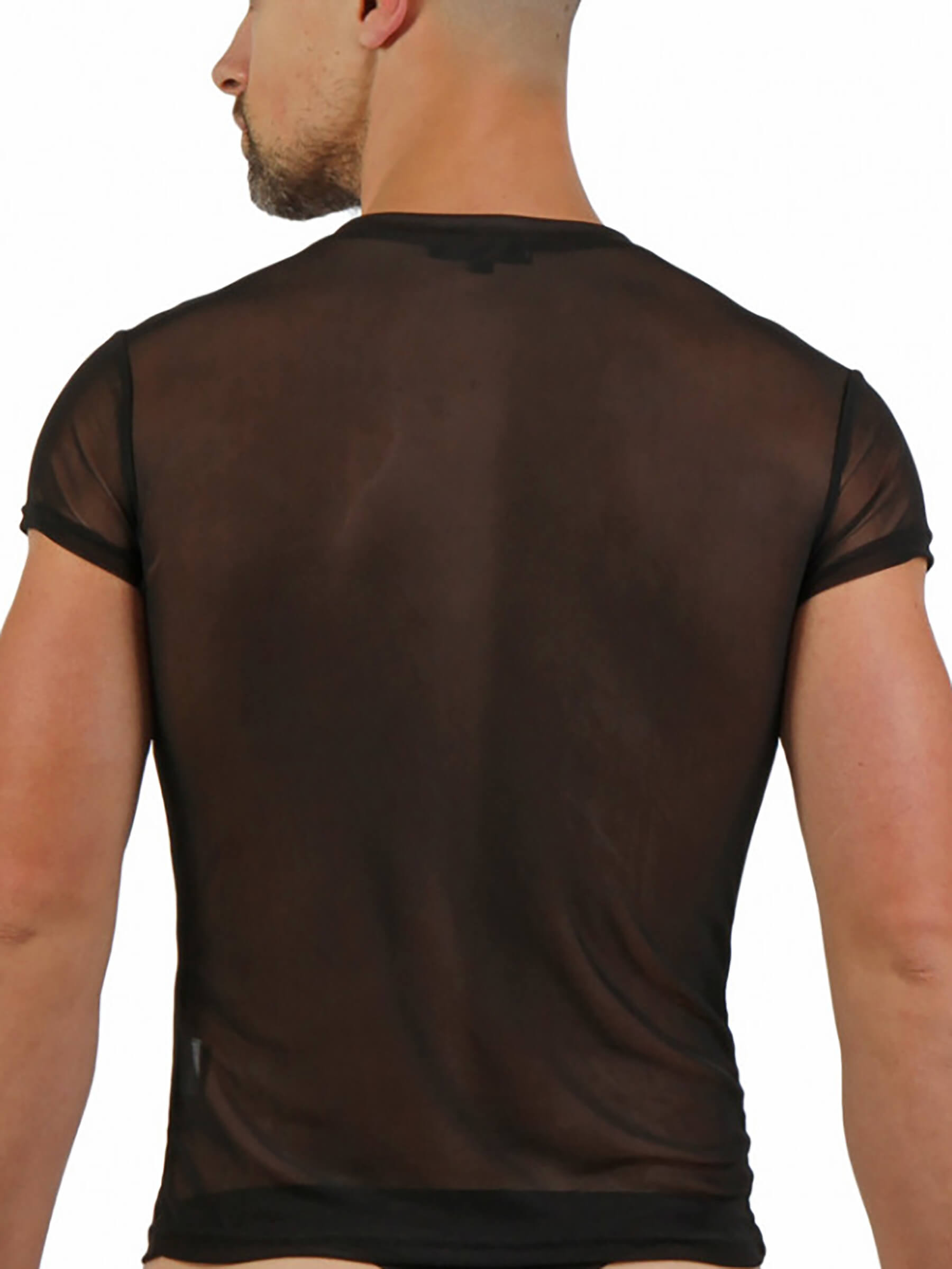 Men's V-neck fishnet T-Shirt